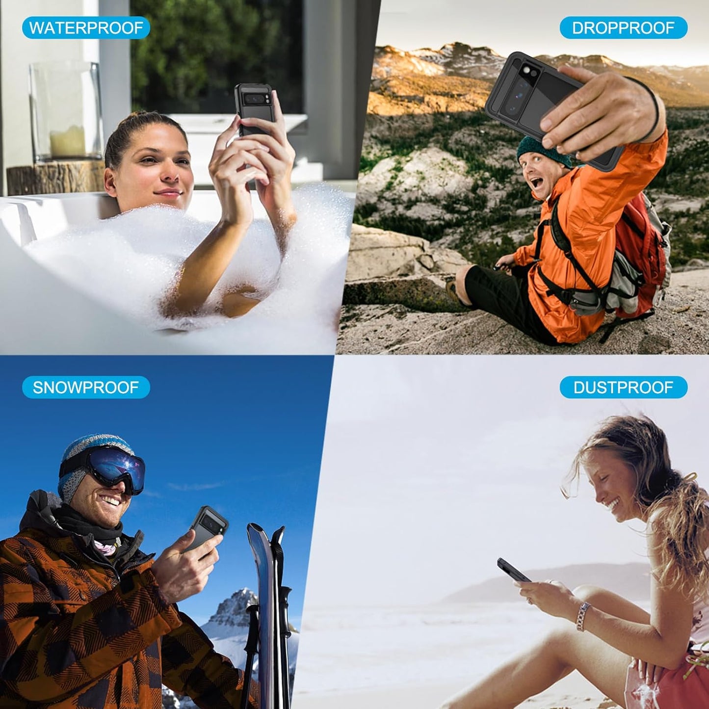 Lanhiem Pixel 8 Pro Case, IP68 Waterproof Dustproof Case with Built-In Screen Protector, Rugged Full Body Shockproof Protective Clear Cover for Google Pixel 8 Pro, Black  Lanhiem   