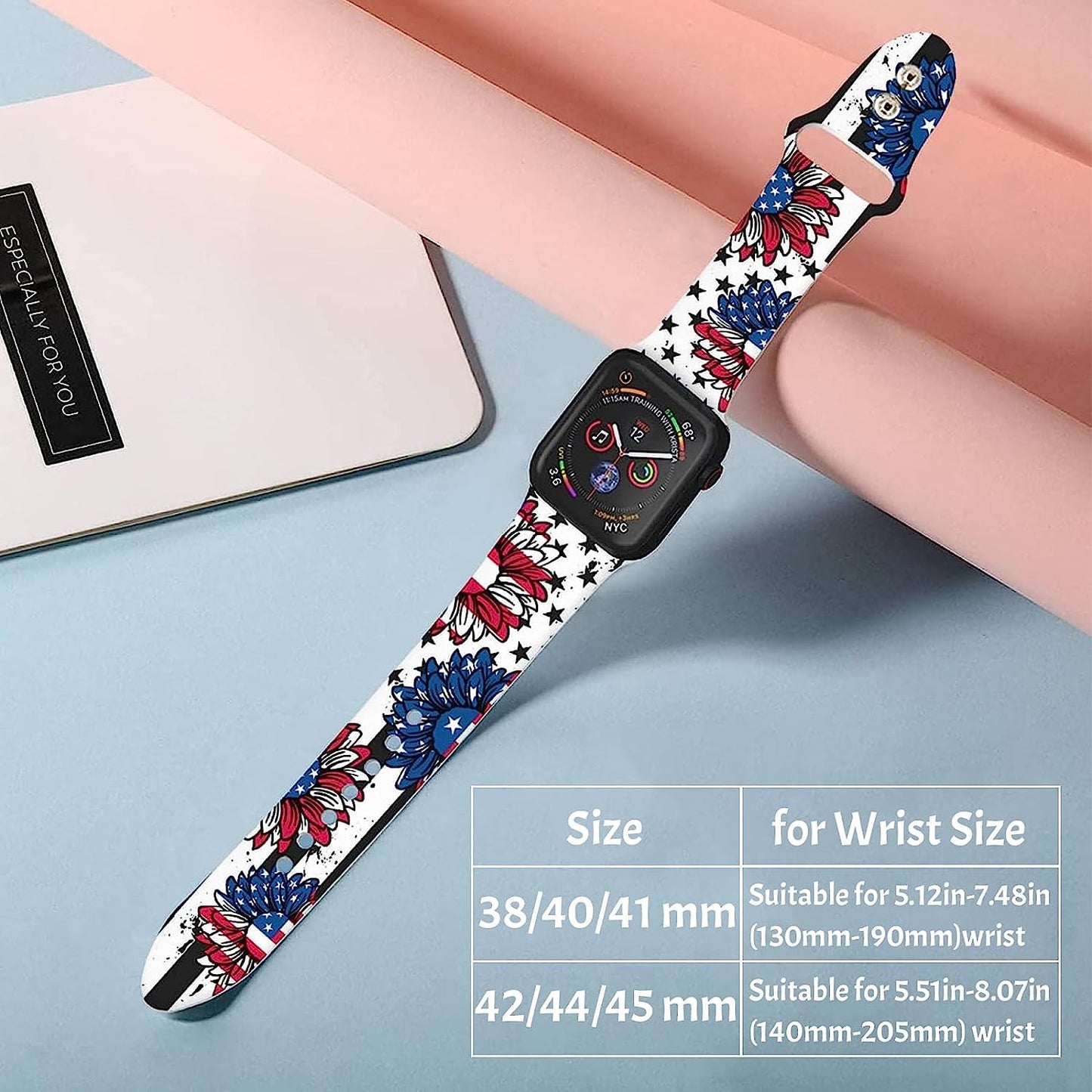 Watch Bands Compatible Apple Watch for Women Men, Adjustable Smart Watch Band Soft Silicone Wristbands Replacment Strap for Watch Series 7 6 5 4 3 2 1  KASDBY   