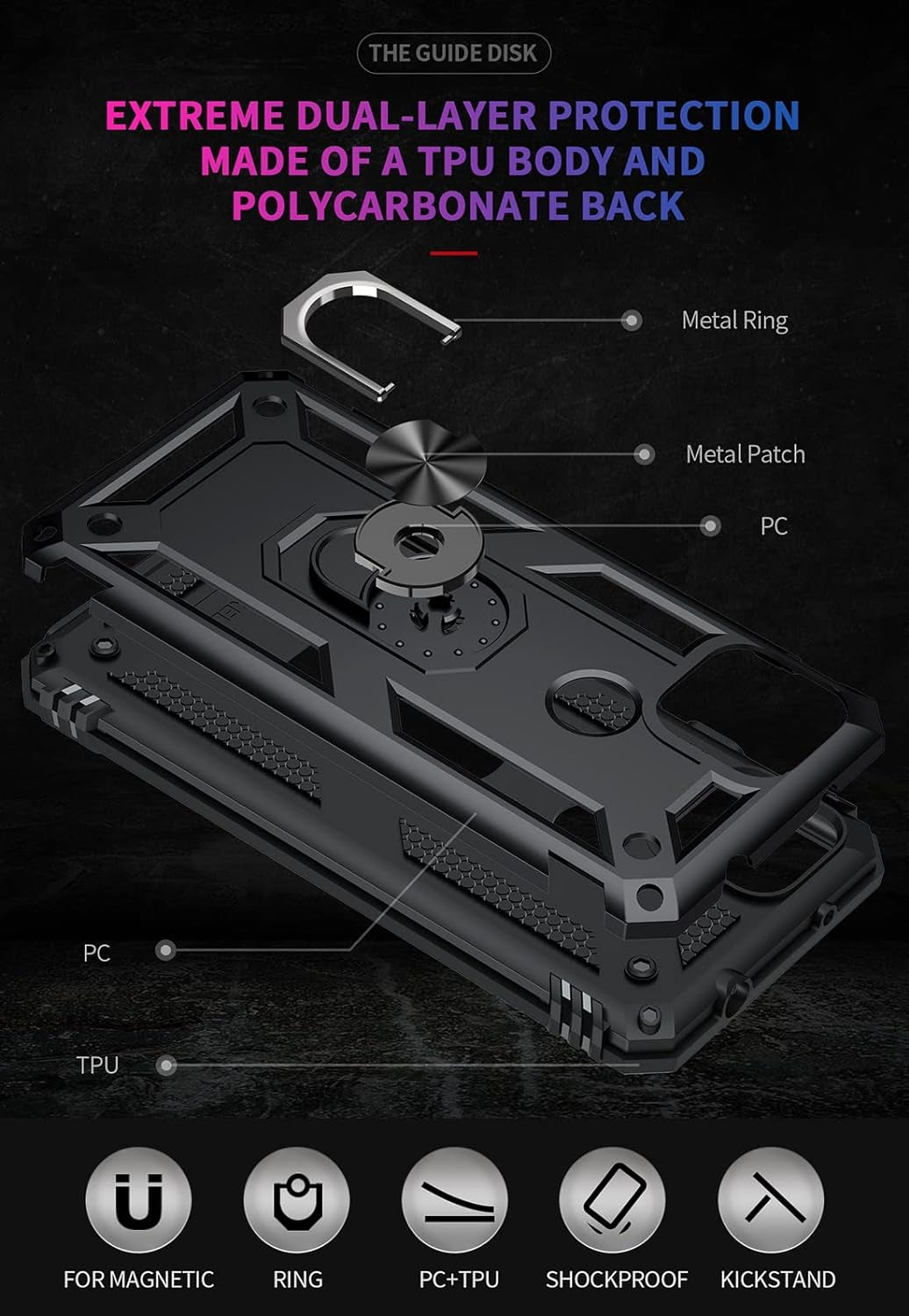 Zoeirc for Pixel 4A 5G Case, Pixel 5XL G025I Case with Tempered Glass Screen Protector, [Military Grade] Magnetic Car Ring Holder Mount Kickstand Protective Cover Case for Google Pixel 4A 5G (Black)  Zoeirc   