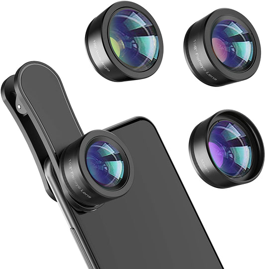 Phone Camera Lens,Upgraded 3 in 1 Phone Lens Kit-198° Fisheye Lens + Macro Lens + 120° Wide Angle Lens,Clip on Cell Phone Lens Kit Compatible with Iphone Samsung Android Smartphones  LEKNES   