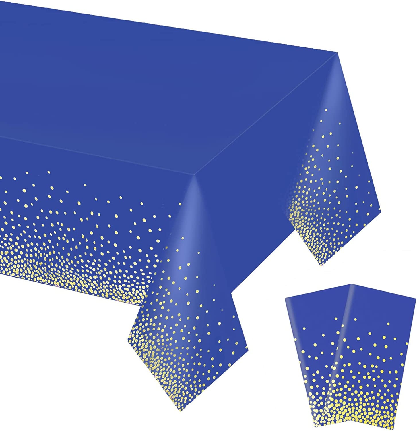 Gexolenu 4 Pack Black and Gold Disposable Plastic Tablecloth for Rectangle Tables(54" X 108"), Party Table Cloth Birthday,Table Cloths Graduation Decorations Class of 2023  Gexolenu Blue Gold 2 PCS 