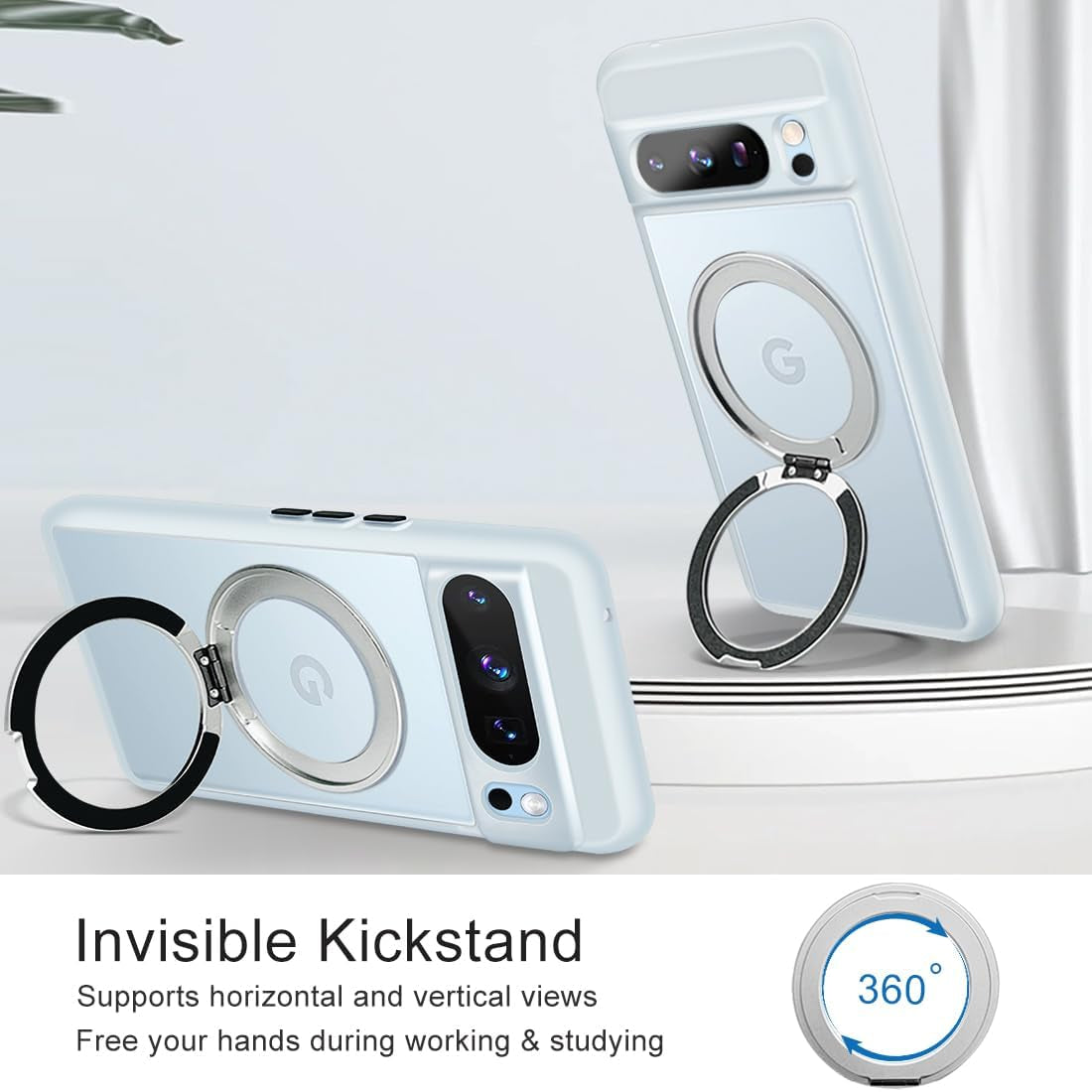 MALEWOLF for Google Pixel 8 Pro Magnetic Case Compatible with Magsafe [Invisible Kickstand] Shockproof Anti-Fingerprint Matte Translucent Cover Protective Phone Case for Pixel 8 Pro 5G (Frosted Clear)  MALEWOLF   