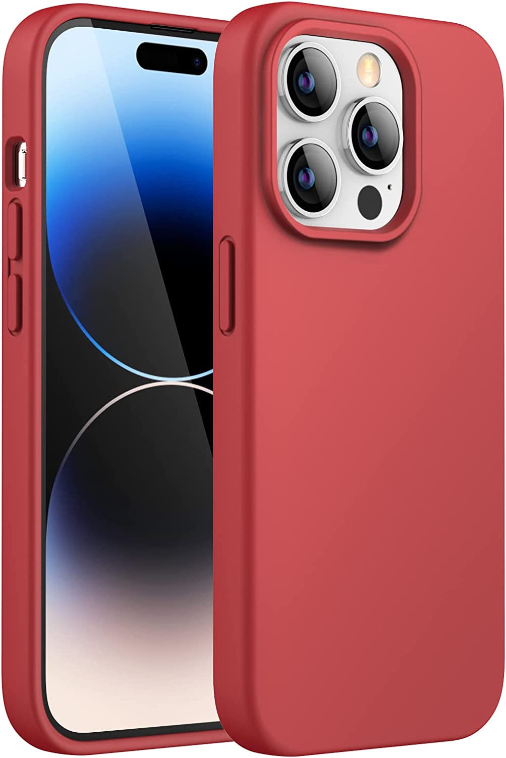 Jetech Silicone Case for Iphone 14 Pro 6.1-Inch (NOT for Iphone 14 Pro Max 6.7-Inch), Silky-Soft Touch Full-Body Protective Phone Case, Shockproof Cover with Microfiber Lining (Navy)  JETech Red  