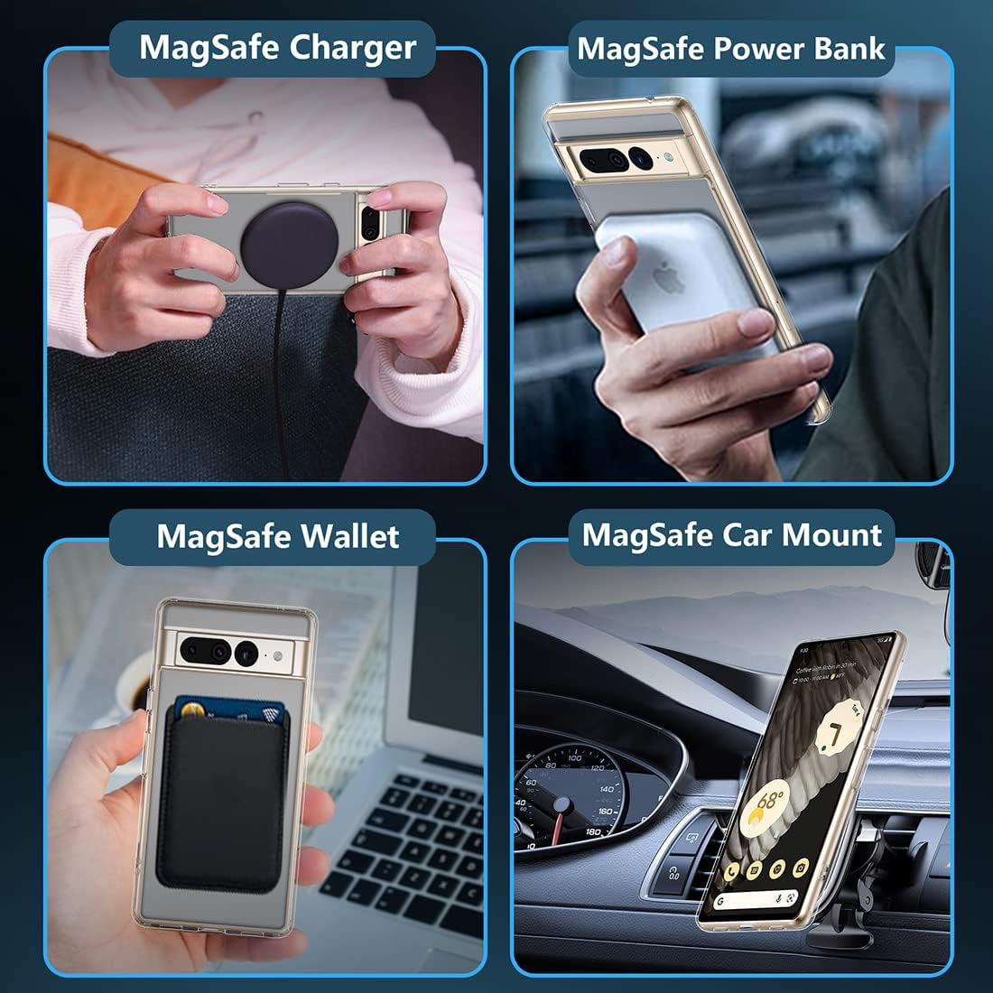 TIANNIUKE Magnetic Case for Google Pixel 7 Pro, Transparent and Yellow Resistant,Compatible with Magsafe,Slim Fit Shockproof Protective Phone Case for Pixel 7 Pro Case (2022) (Clear)  TIANNIUKE   