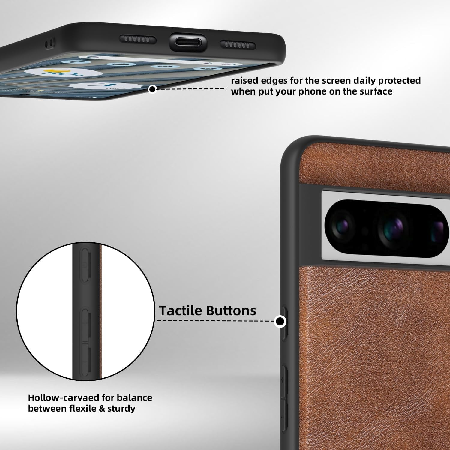 X-Level Google Pixel 8 Pro Case, Thin Slim Premium PU Leather Soft TPU Bumper Shockproof Protective Phone Cover for Google Pixel 8 Pro 2023 (Brown)  X-level   