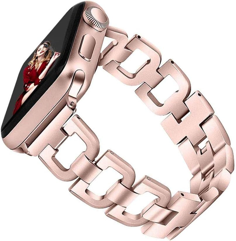 OULUCCI Bands Compatible Apple Watch Band 42Mm 44Mm 45Mm Ultra 49Mm Iwatch Series8 7 6 SE 5 4 3 2 1,Stainless Steel Metal Wristband Strap Women Men Silver (No Tool Needed)  OULUCCI Rose Gold 49MM/45MM/44MM/42MM 