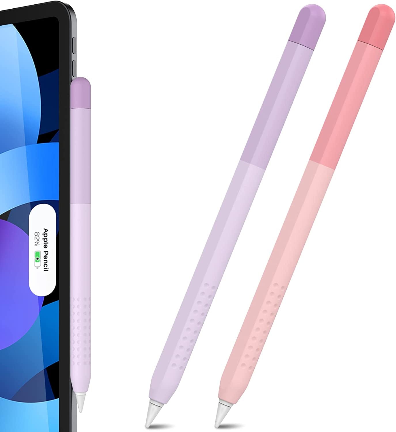 Delidigi Pencil Case Compatible with Apple Pencil 2Nd Generation Case, Gradient Color Case Sleeve Silicone Cover Accessories for Apple Pencil 2Nd Gen(Gradient Pink)  Delidigi Pink+Lavender  