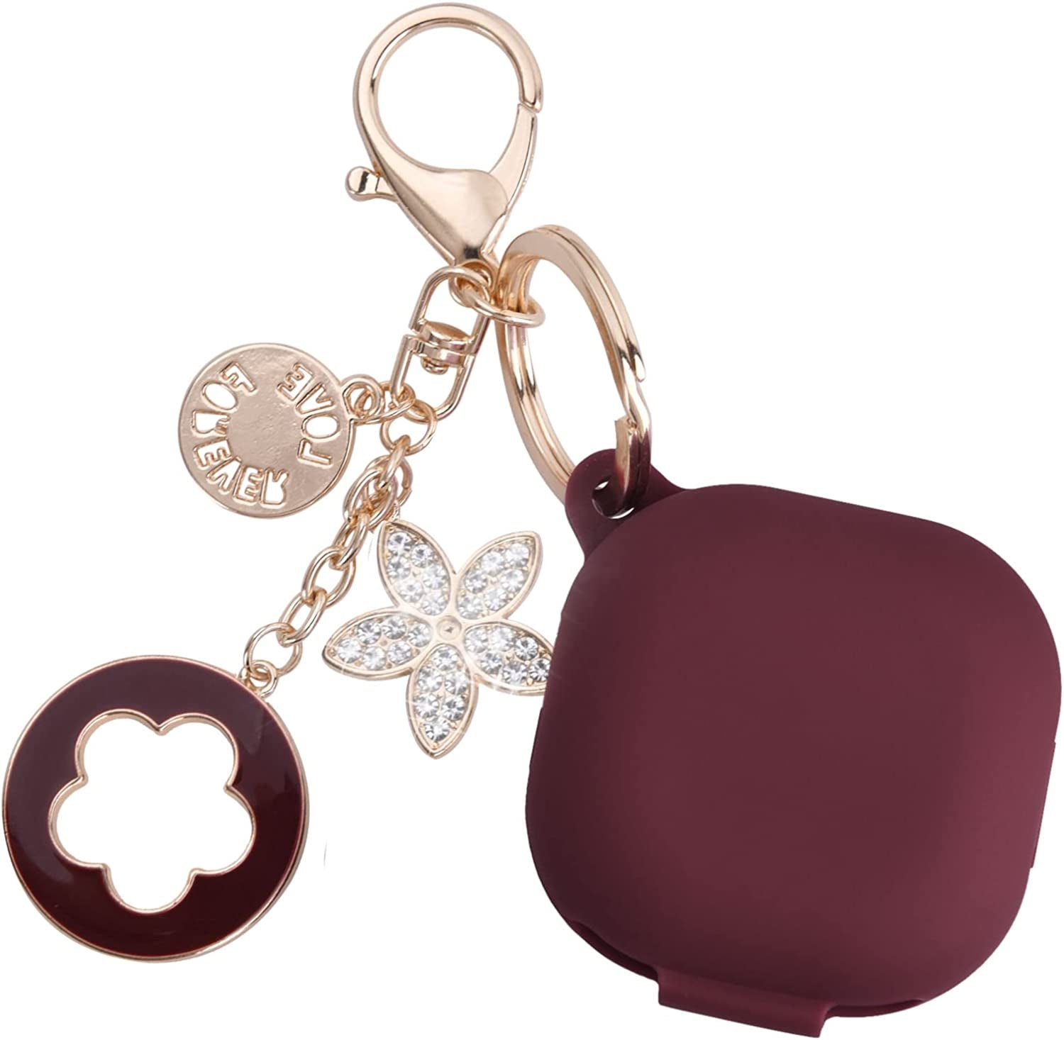OLEBAND Galaxy Buds 2 Pro 2022/Galaxy Buds 2/Pro Case 2021/Galaxy Buds Live 2020 Case Cover,Soft Silicone Protective Cover with Cute Keychain Accesories,For Women and Girls,Milk Tea  OLEB Burgundy 01  