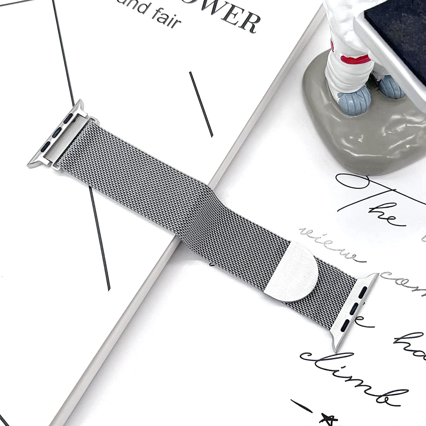 Metal Milanese Loop Band Compatible with Apple Watch Band 38Mm 40Mm 41Mm 42Mm 44Mm 45Mm 49Mm Women Men, Stainless Steel Mesh Magnetic Adjustable Strap for Iwatch Series Ultra/8/7/6/5/4/3/2/1/Se,Silver  BANDHOME   