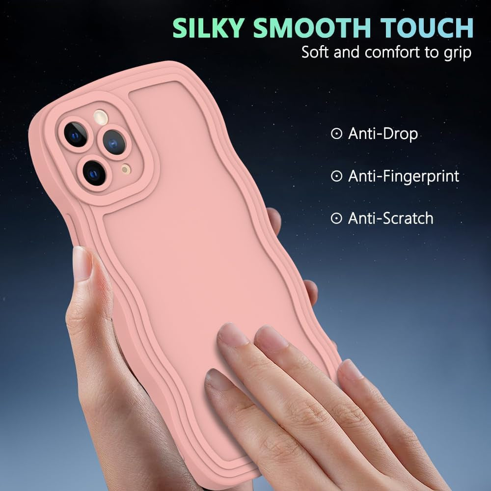 WOGROO Case for Iphone 11 Pro Case,Wave Curly Frame Design,Soft Flexible Tpu,Cute Wavy Solid Color Aesthetic Flashion Phone Case Shockproof Protective Case Cover 5.8" - Pink  WOGROO   