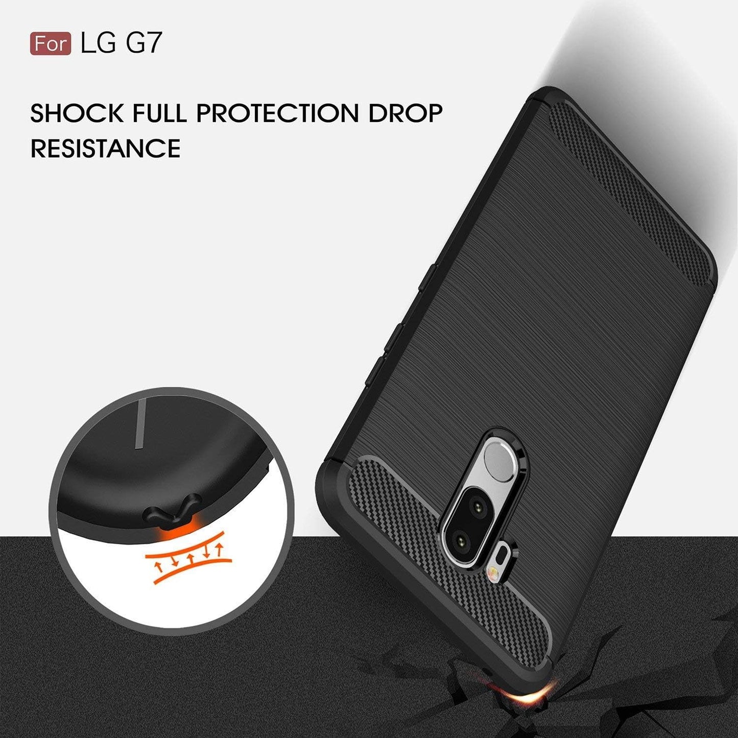 Vultic [Carbon Fiber] Case for LG G7 Thinq, Durable [Shock Absorption] Slim TPU Matte Lightweight Bumper Cover (Grey)  Vultic   