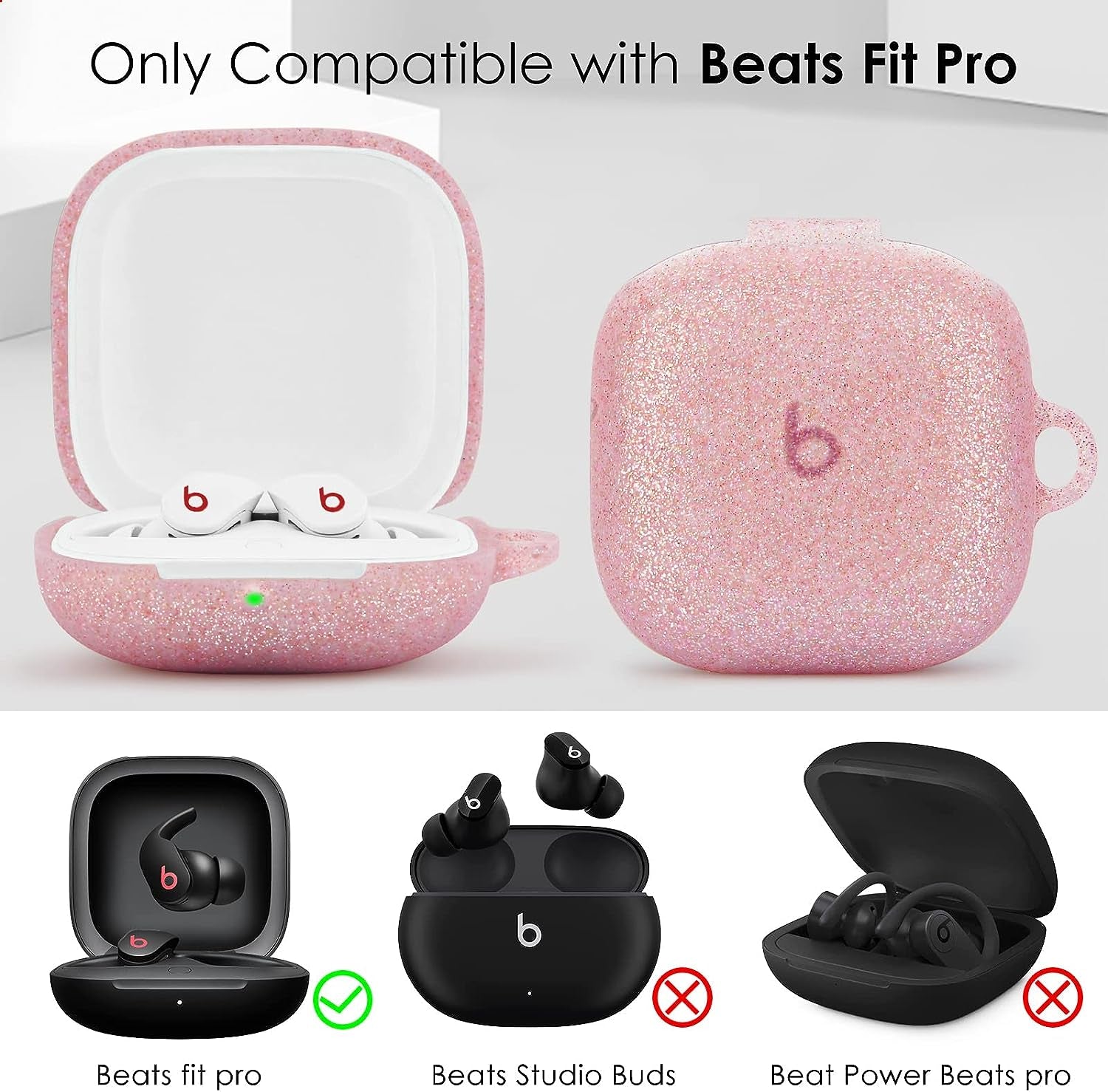 Beats Fit Pro Case Cover, Filoto Silicone Beats Fit Pro Earbuds Case for Women with Cute Pompom Keychain Shockproof Protective Case Accessories (Rose Gold)  Kerle   