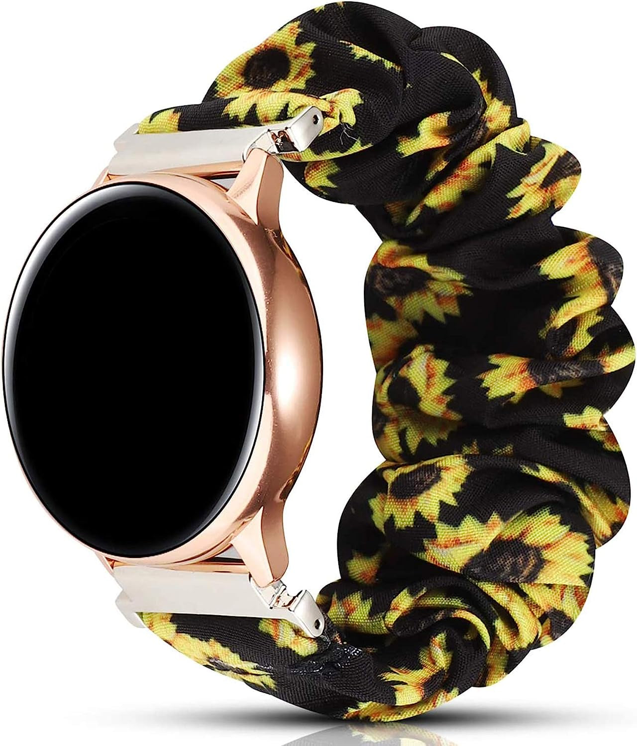 Fit for Garmin Venu Sq Bands Women, 20Mm Feminine Elastic Scrunchy Replacement Watch Band Straps Bracelet Wristband Fit for Garmin Vivoactive 3 Music, Galaxy Watch Active 2 (Black)  hengkang Yellow  