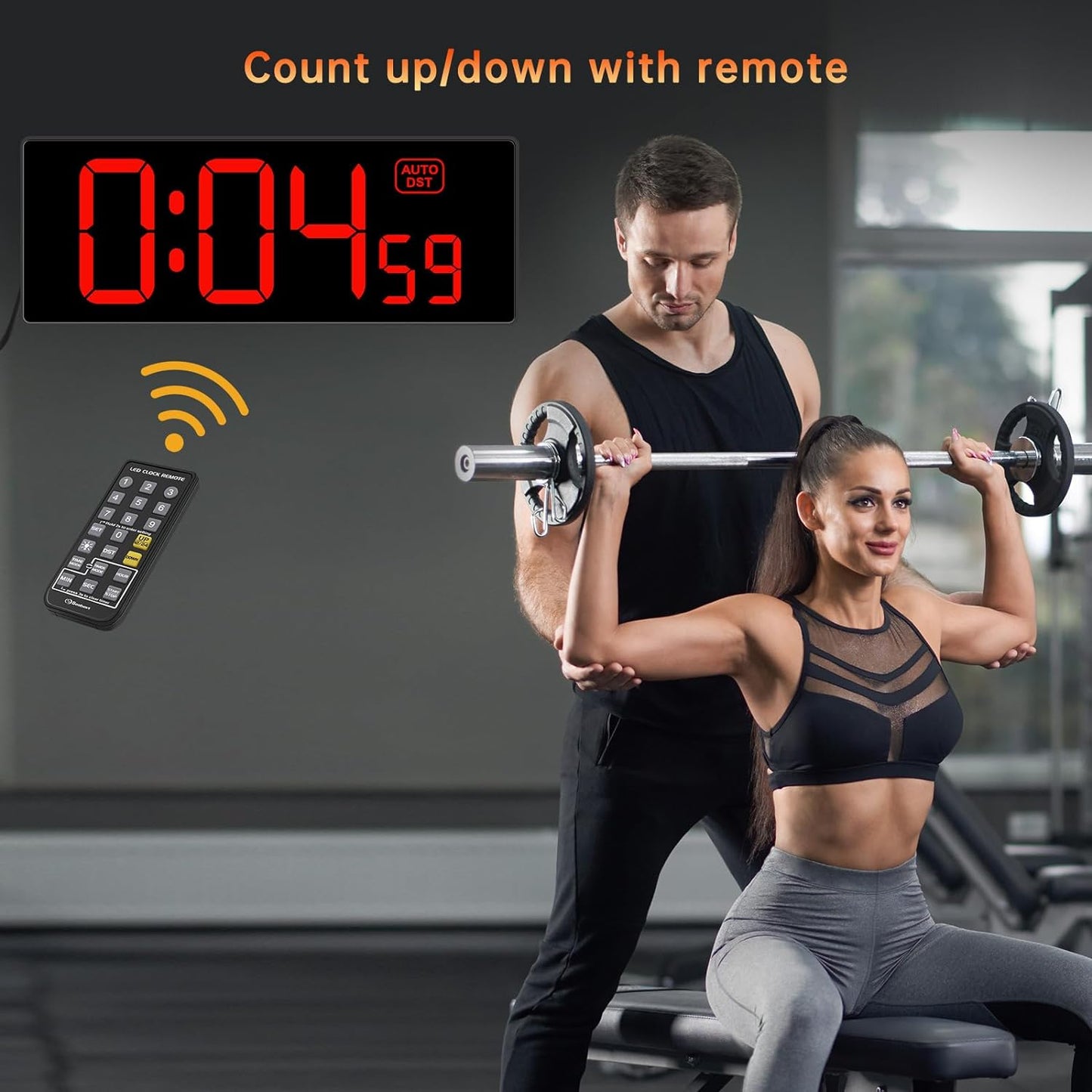 Soobest Digital Wall Clock with Seconds for Gym, Remote Countdown Timer Large LED Display 5 Dimmer  Soobest   