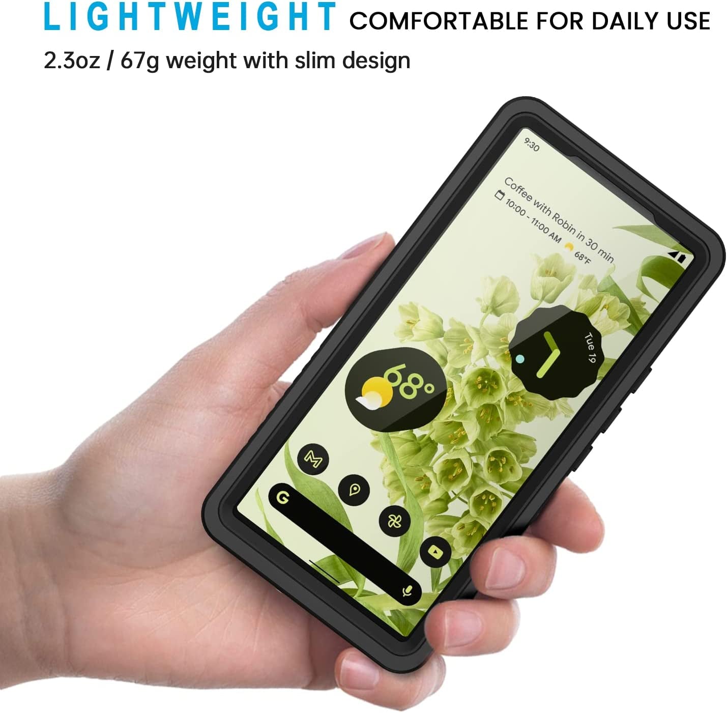 Lanhiem Pixel 6 Case, IP68 Waterproof Dustproof Case with Built-In Screen Protector, Rugged Full Body Shockproof Phone Cover for Google Pixel 6, Black/Clear  Lanhiem   