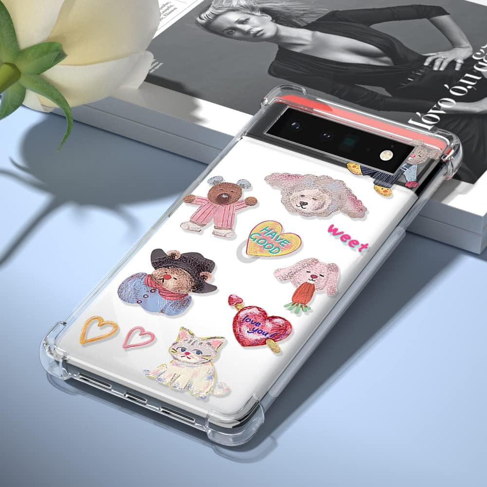 YCJACE Google Pixel 6 Pro Case,Google Pixel 6 Pro Case Clear with Bear Design Soft TPU Ultra-Thin Shockproof Anti-Scratch Bumper Protective Cover Case for Google Pixel 6 Pro-Sweets Bear  YCJACE   