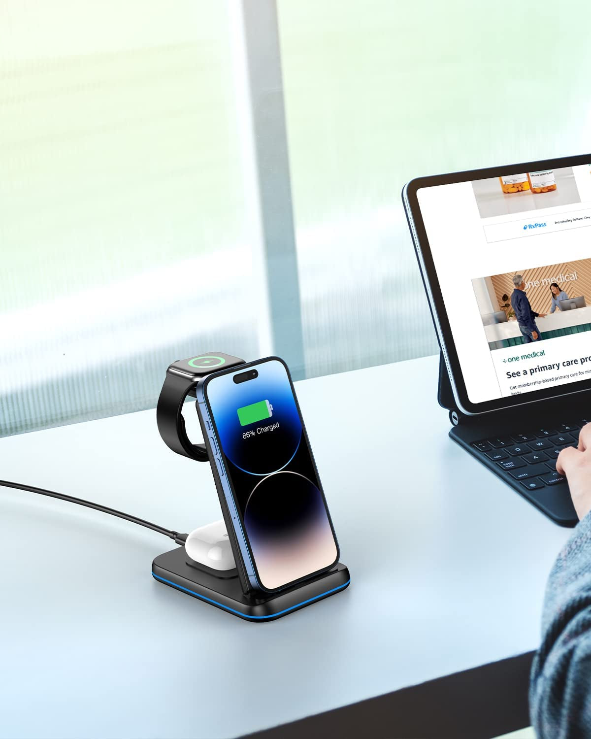 ZUBARR Foldable Wireless Charger for Multiple Devices 3 in 1 Wireless Charging Station for Travel, Compatible with Iphone14 13 12 11/Pro/Xr, Iwatch Charger Forse/8/7/6/5/4/3/2, Airpods Wireless/Pro  ZUBARR   