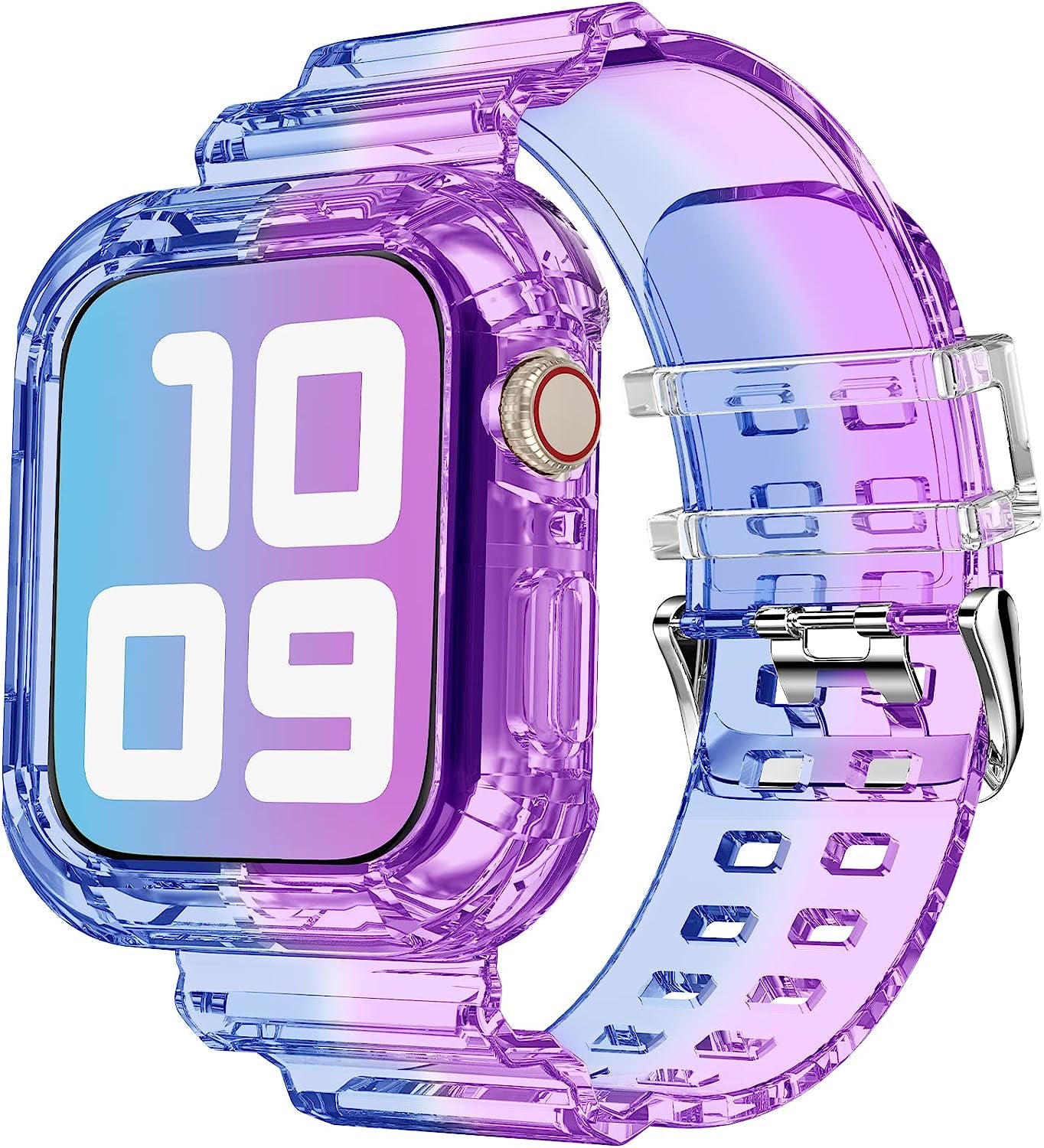 DABAOZA Compatible for Clear Apple Watch Band 38Mm 40Mm 41Mm 42Mm 44Mm 45Mm with Case, Women Girl Glitter Clear Bling Crystal Sport Strap and Bumper for Iwatch Band Ultra SE Series 8/7/6/5/4/3/2/1  DABAOZA PurpleBlue 45mm/44mm/42mm 