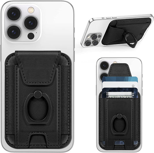 3-In-1 Magnetic Wallet with Phone Grip, Compatible with Magsafe Wallet and Phone Stand, Leather Privacy Flap, Magnetic Phone Wallet Holder with Phone Ring for Iphone 14/13/12 Series, 7 Cards, Black  ExtreLife   