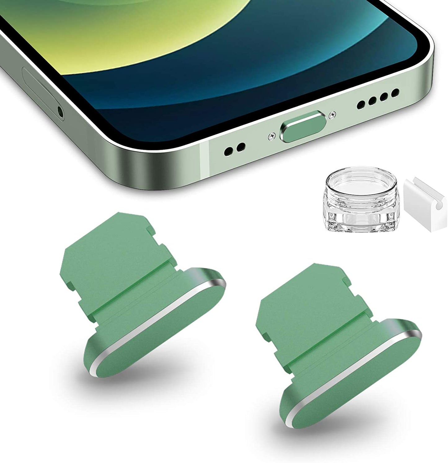 TITACUTE 2 Pack anti Dust Plugs for Iphone 14 Pro Max 13 11 12 Mini Dust Cover 8 Pin Dust Plug + Mini Storage Box Iphone Charging Port Plugs for Iphone Xs XR X 8 7 plus SE Airpods Ipad Mini Air Black  TITACUTE Mint Green  