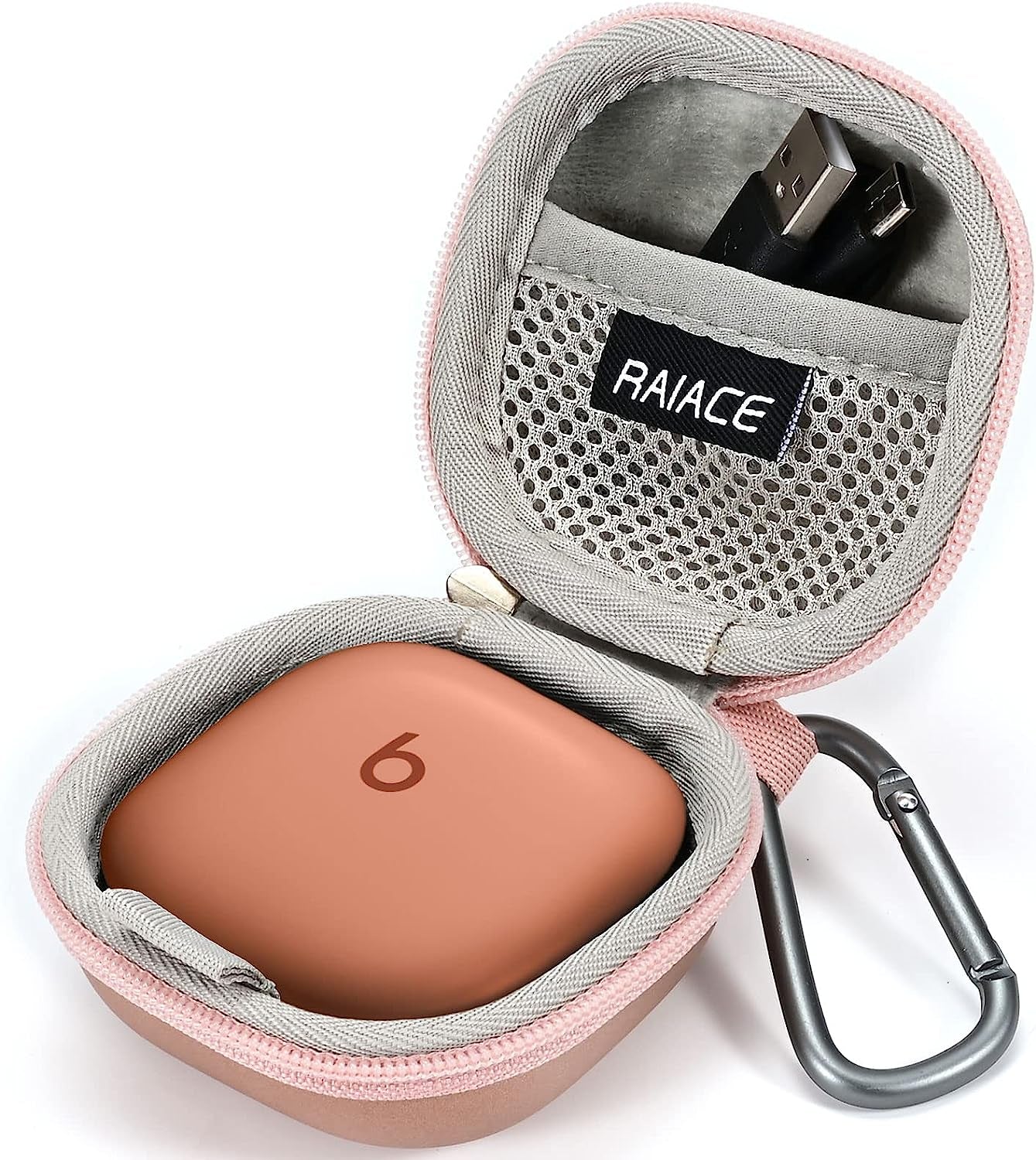 RAIACE Hard Storage Case Compatible with Beats Fit Pro Earbuds, Earbuds Storage Box with Mesh Pocket. (Case Only) - Silver  RAIACE Pink  