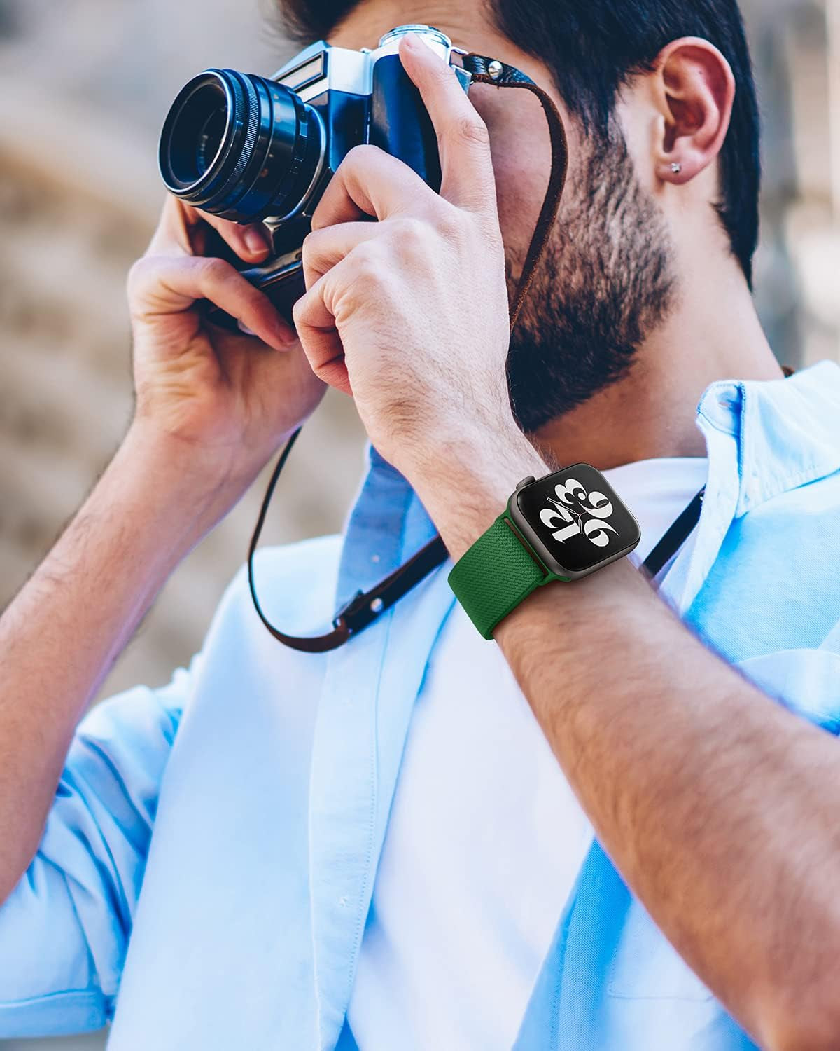 AMANECER Stretchy Nylon Watch Bands Compatible with Apple Watch Ultra Series 8/7/6/5/4/3/2/1 SE, Adjustable Braided Elastic Sport Loop Rugged Straps for Iwatch Women Men (Hunter Green, 38/40/41MM)  AMANECER   