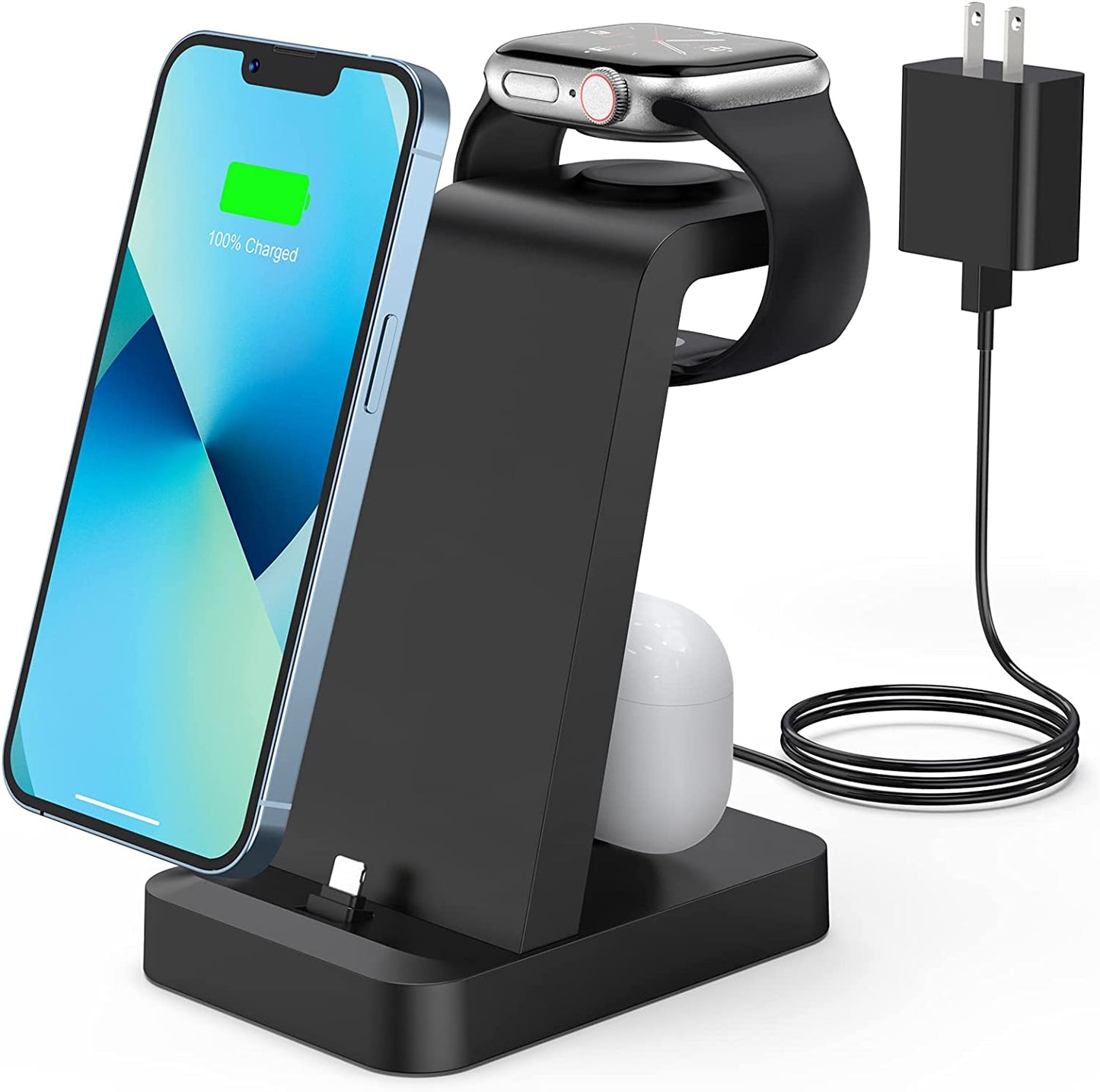 Charger Station for Iphone Multiple Devices - 3 in 1 Fast Wireless Charging Dock Stand for Apple Watch Series 7 6 SE 5 4 3 2 & Airpods Iphone 14 13 12 11 Pro X Max XS XR 8 7 plus 6S 6 with Adapter  Shenzhen GTL Technology Co., Ltd.   