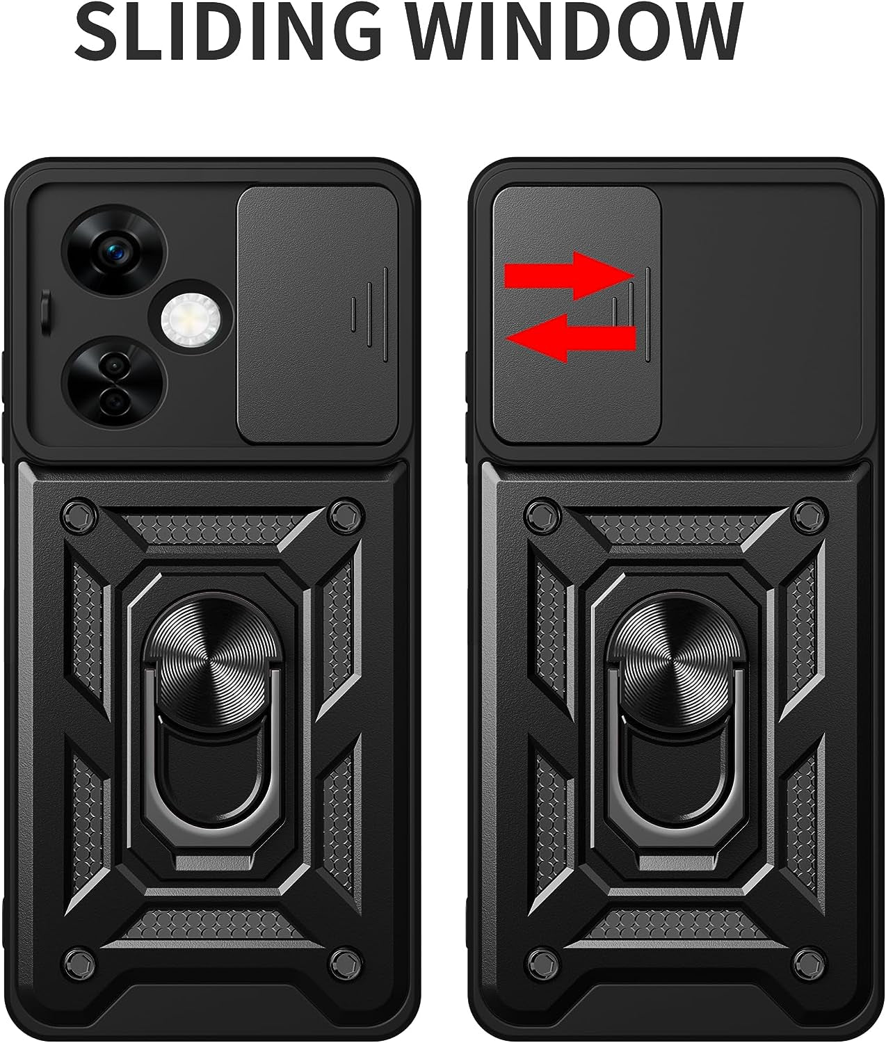 Jusy Case for Oneplus Nord N30 5G with 2 HD Screen Protector, Slide Camera Cover, Kickstand Ring, Magnetic Rugged Durable Drop Protection Phone Cover for 1+ Nord N30 5G (Black)  Jusy   