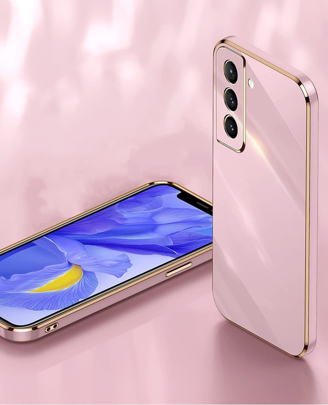 Sunswim Compatible with Galaxy S21+ plus Case Cover Cute Full Camera Lens Protection & Electroplate Shockproof Edge Bumper Case Soft TPU Protective Phone Cases for Samsung Galaxy S21 plus 5G 6.7"-Pink  Sunswim   