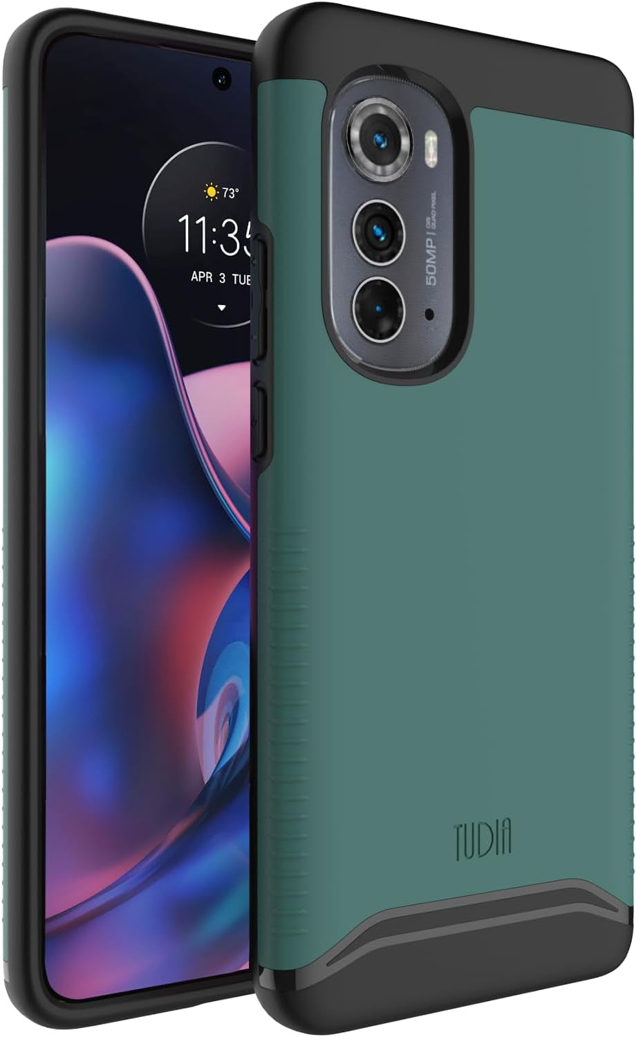 TUDIA Dualshield Designed for Motorola Edge 2022 Case, [Merge] Shockproof Military Grade Slim Dual Layer Heavy Duty Protection for Moto Edge 2022 Case - Metallic Slate  TUDIA Hunter Green  