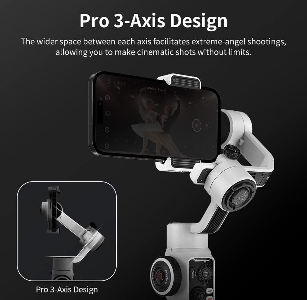 ZHIYUN Smooth 5S Combo 3-Axis Handheld Gimbal Stabilizer for Smartphone,Cell Phone Video Stabilizer for Iphone 13 12 11 X 8 7 6 plus and Android Cell Phone (White)  ZHIYUN   