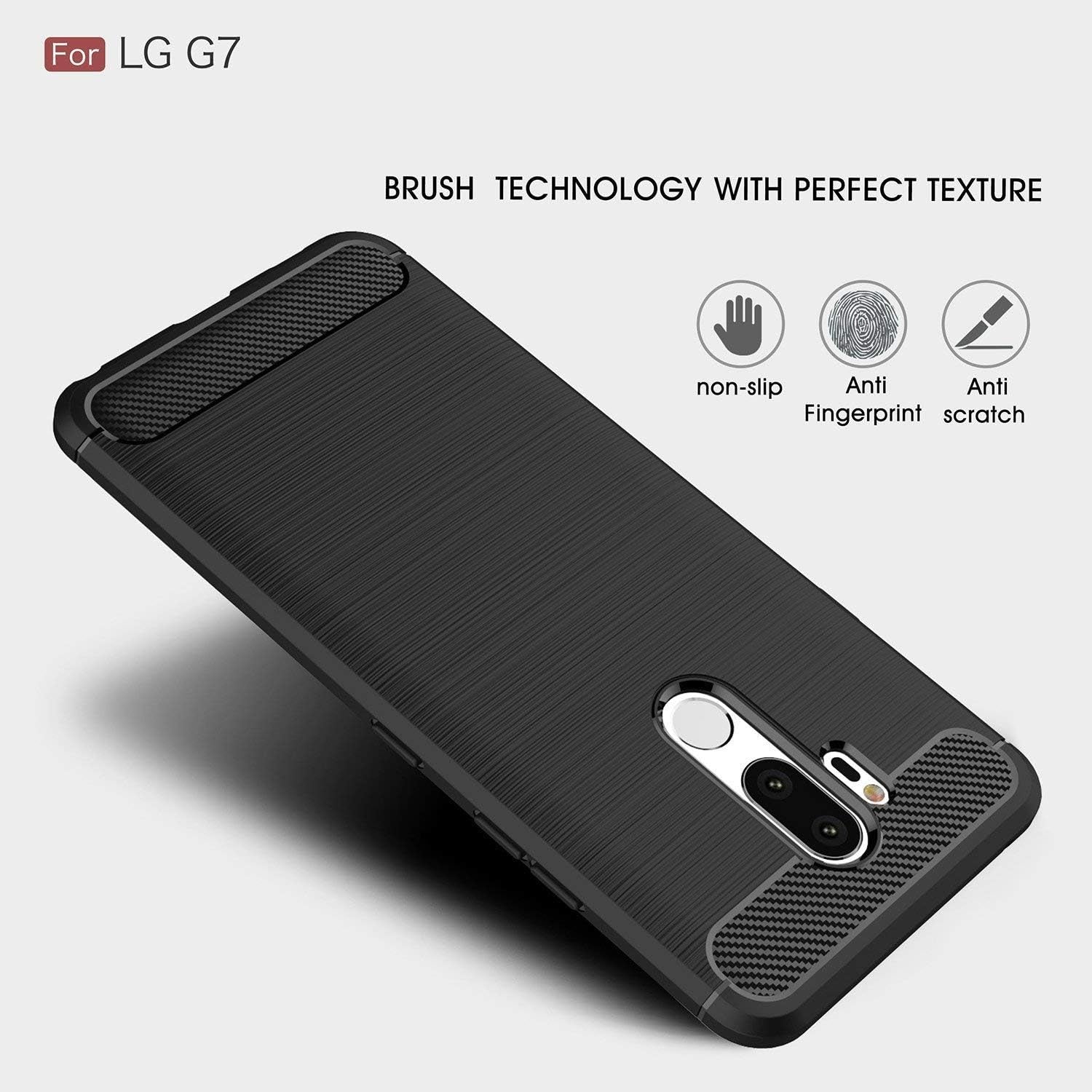 Vultic [Carbon Fiber] Case for LG G7 Thinq, Durable [Shock Absorption] Slim TPU Matte Lightweight Bumper Cover (Grey)  Vultic   