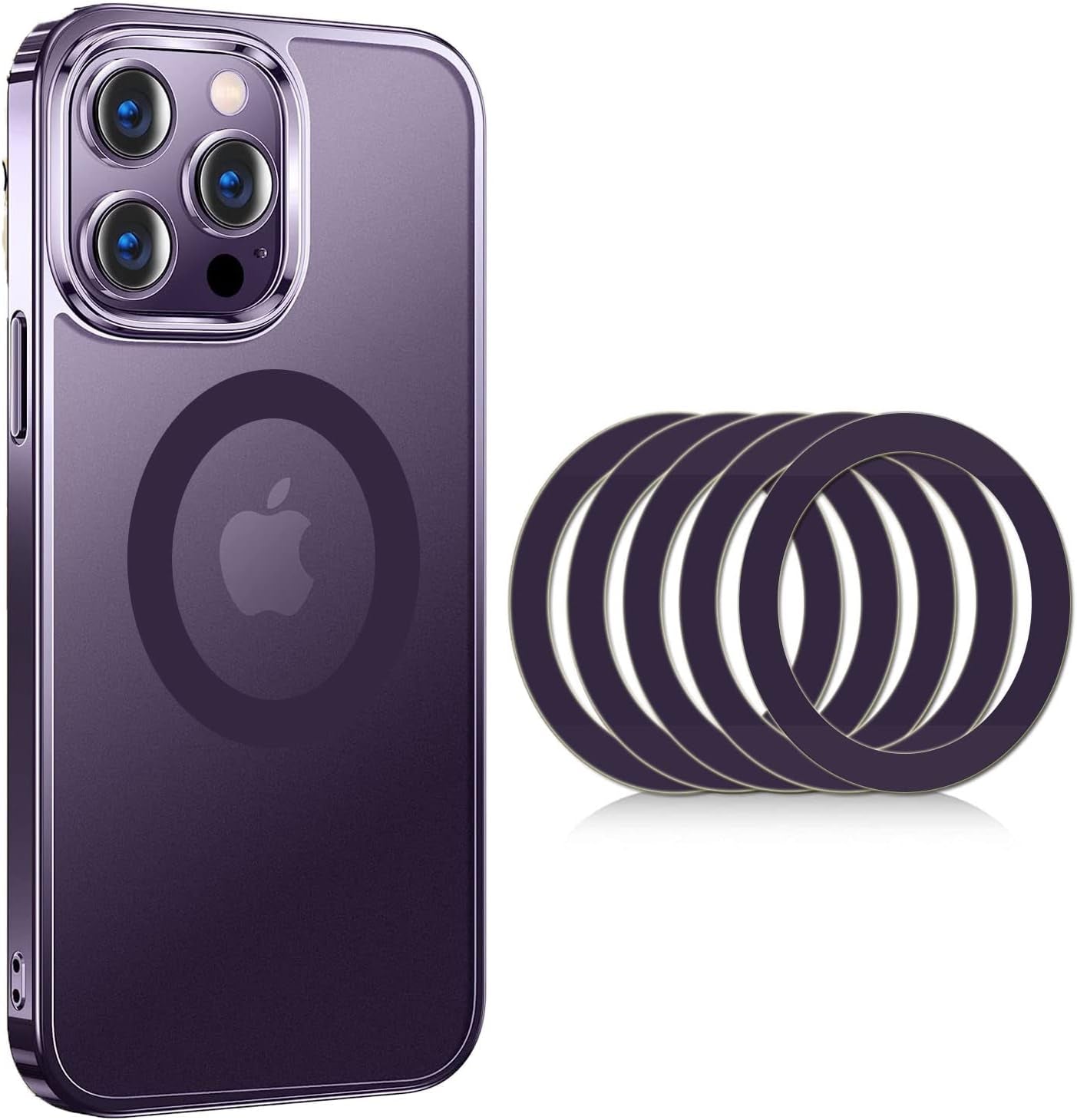 COJOC 5PCS for Universal Magnetic Adapter Ring,Magnet Sticker Compatible with Wireless Charging Accessories for Iphone 14/13/12 Mini Pro Max,For Galaxy S22/S21 Ultra and Phone Case,White  COJOC Deep Purple  