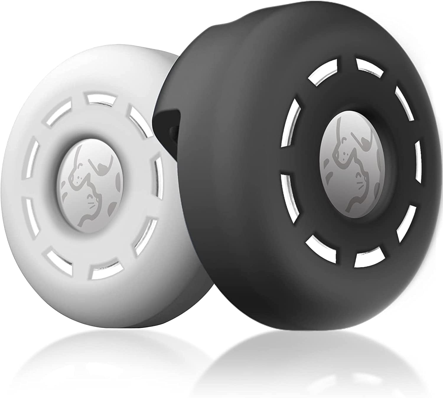 Petrudder Airtag Dog Collar Holder, [2 Pack] Silicone Cat Collar Case for Apple Airtag, Durable Anti-Lost Airtag Holder Compatable with Pet Collars (C Pink+Purple)  Petrudder B BLACK+WHITE  