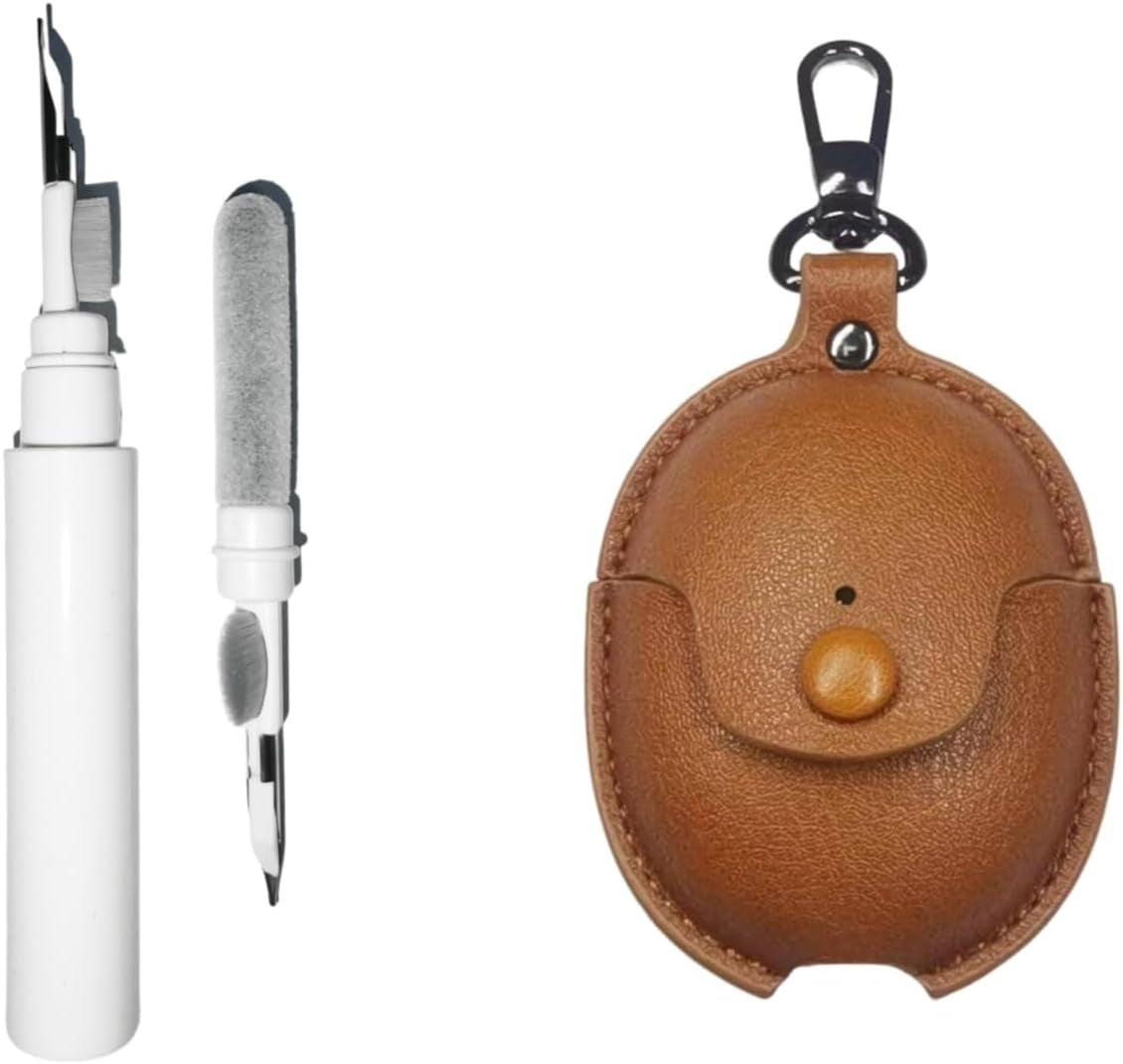 [3 in 1] Compatible for Google Pixel Buds Pro 2022 Cases with Cleaning Kit, Front LED Visible PU Leather Protective Cover Skin with Keychain for Man Women  CASEVERSE Coffee  