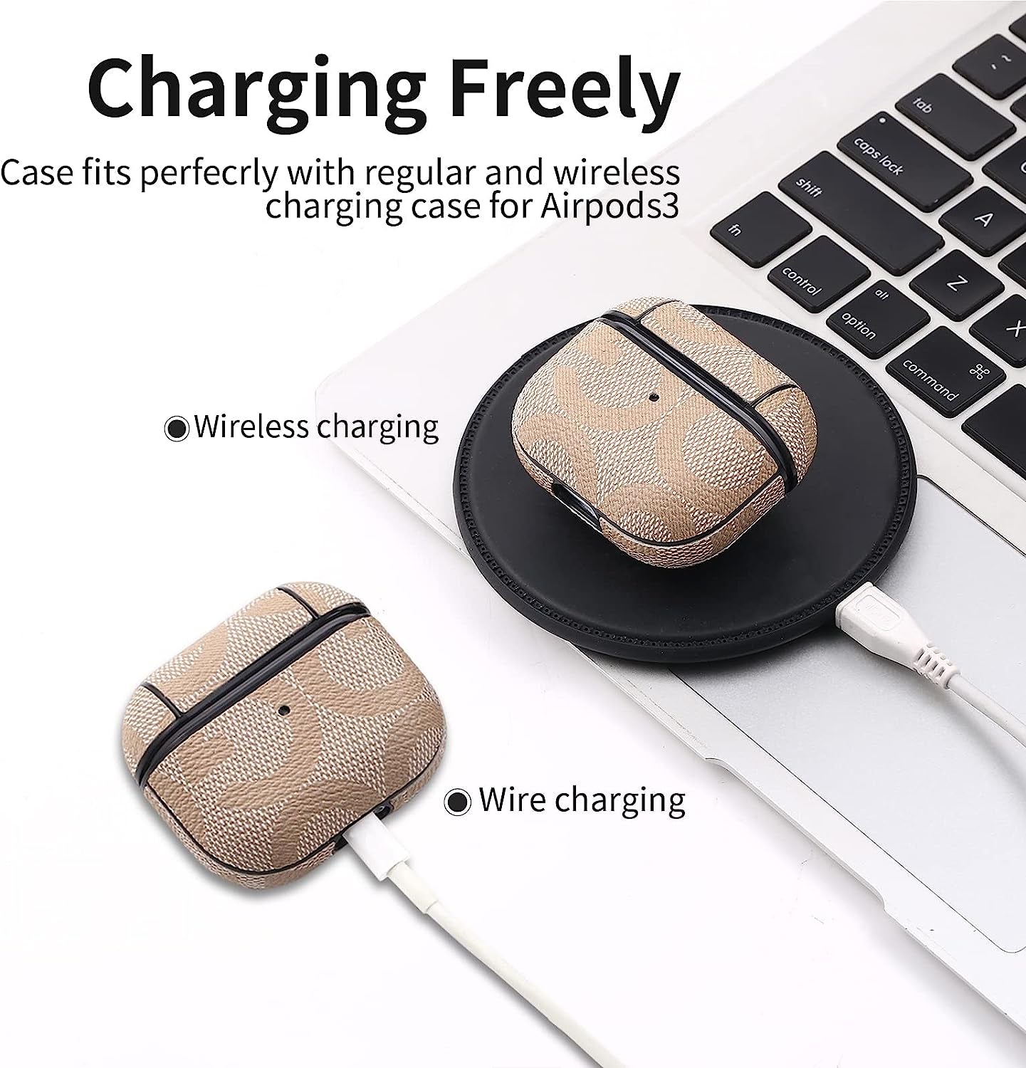 Raimot Airpods 3Rd Leather Elegant Case with Keychain Fully Protective Case for Airpods Accessories Gifts (Airpods 3Rd)  Raimot   