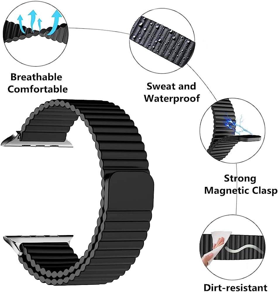 Heike Sport Loop Compatible with Apple Watch Ultra Bands 49Mm 45Mm 44Mm 42Mm 41Mm 40Mm 38Mm, Soft Silicone Magnetic Clasp Adjustable Replacement Wristband for Iwatch Series SE Ultra 8 7 6 5 4 3 2 1 for Women Men  HeiKe   