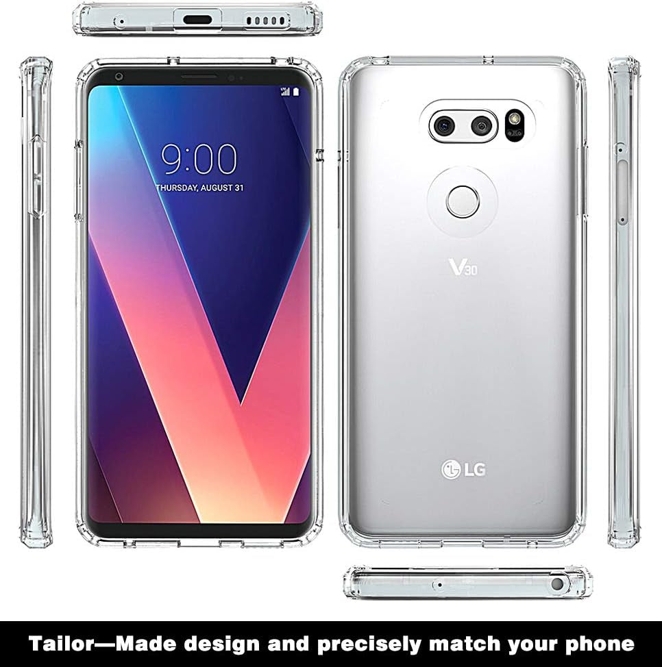 Shinymax LG V30 Clear Case,Lg V30 plus Phone Case,Transparent Hybrid Sturdy Protective Cover Shockproof Slim Case Compatible with LG V30/LG V30S/Lg V30 Plus/Lg V35/LG V35 Thinq W/6.0" Display (2017)  ShinyMax   