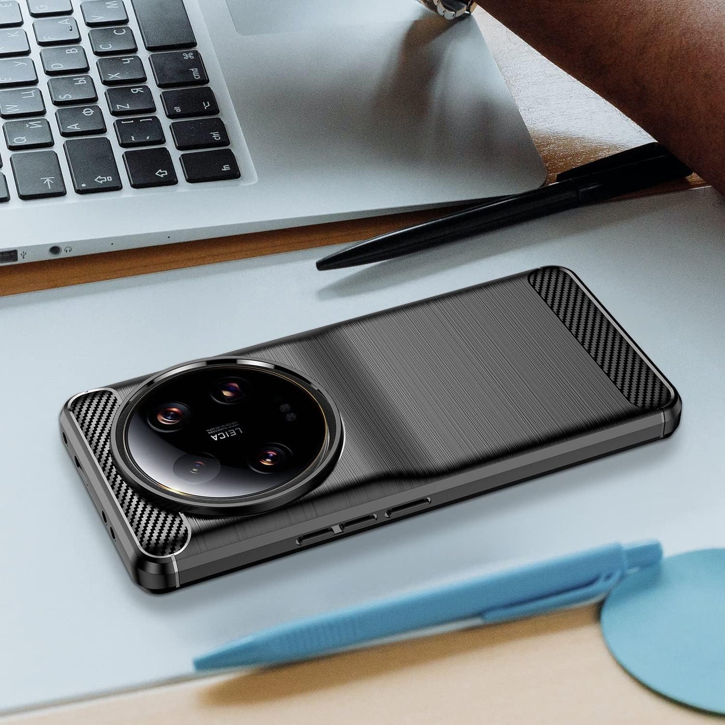 Cruzerlite Case Compatible with Xiaomi Mi 13 Ultra Case, Carbon Fiber Texture Design Cover Anti-Scratch Shock Absorption Made for Xiaomi Mi 13 Ultra Case (2023) (Black)  13 Ultra   