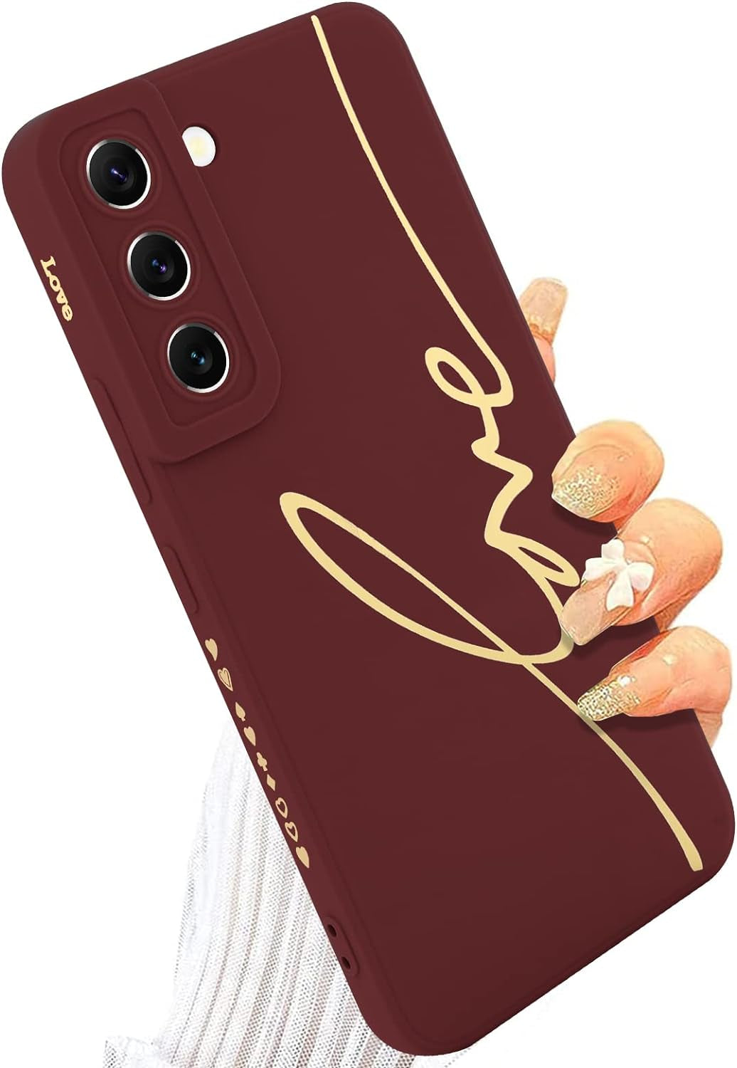 MOWIME for Samsung Galaxy S22 plus Case, Back Cute Plating Love Letter Graphic with Anti-Fall Lens Cameras Cover Protection Soft TPU Shockproof Anti-Fingerprint Phone Cases for Women Girls Men-Pink  MOWIME Red Samsung Galaxy S22 Plus 