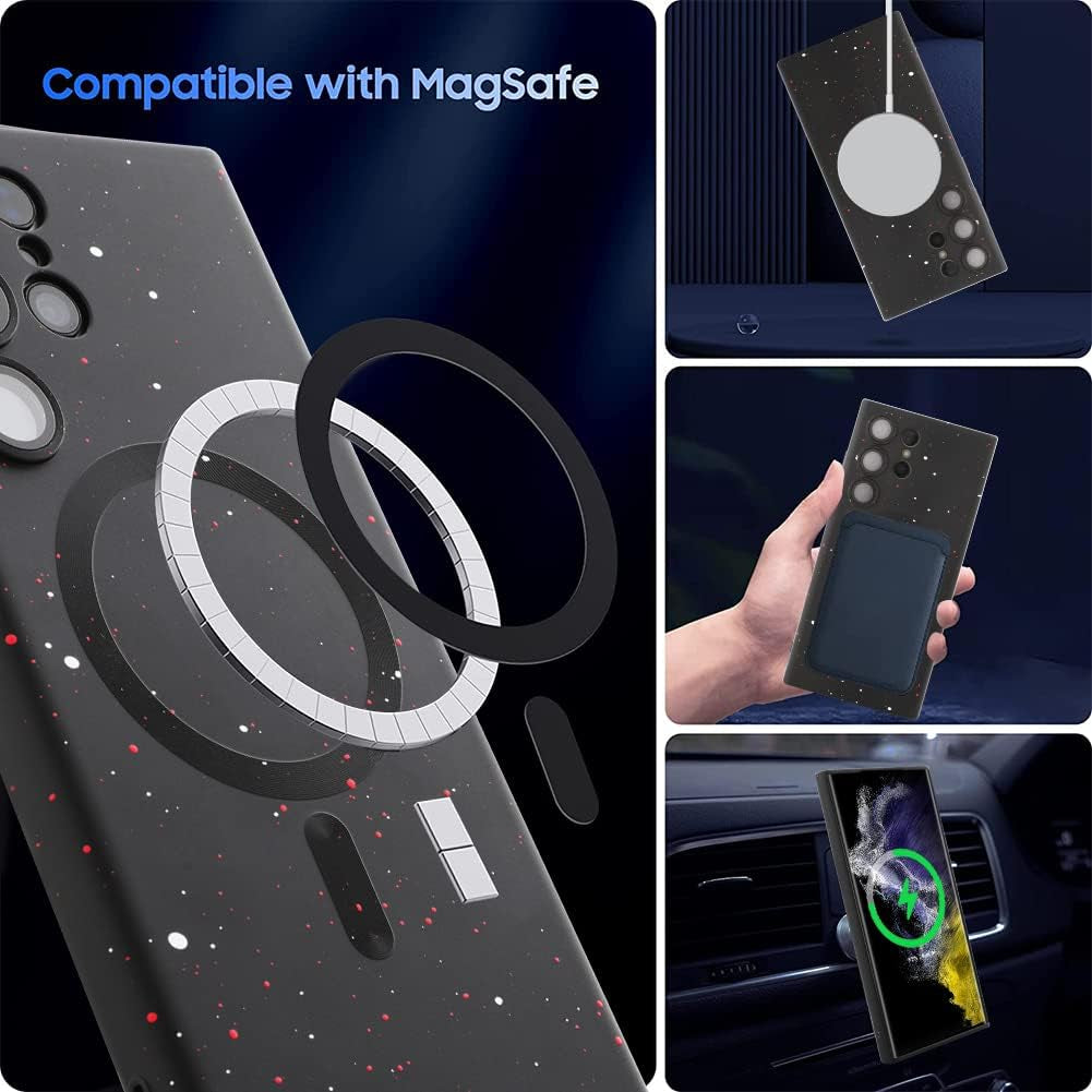 LEOMAKRON for Samsung Galaxy S22 Ultra Case Magnetic Silicone Case Compatible with Magsafe Shiny Spot S22 Ultra Soft Silicone Gel Rubber Bumper Magnetic Case Shockproof Case Black  LEOMAKRON   