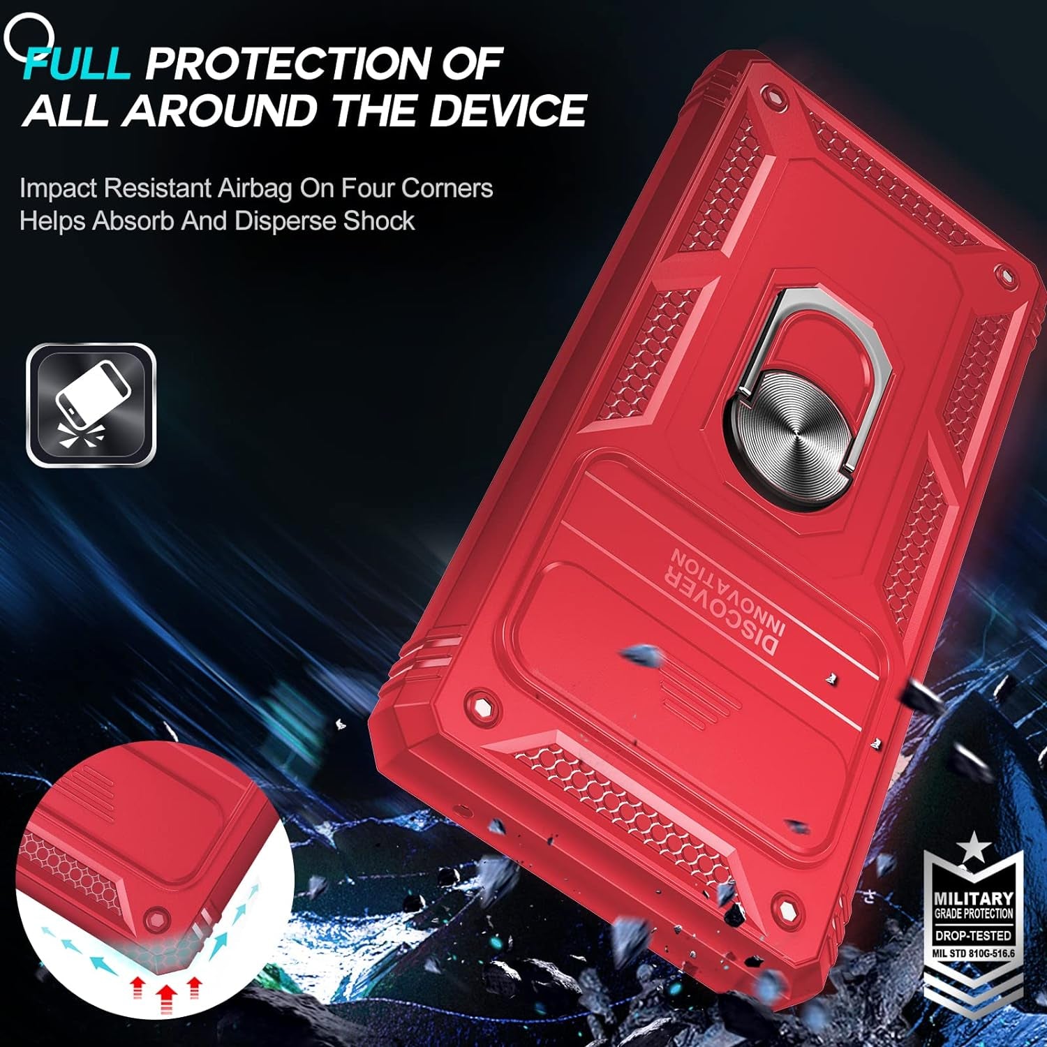 Leyi for Google Pixel 6 Pro Case: Case for Pixel 6 Pro with Slide Camera Cover, 360 Full Body Military-Grade Phone Case with Kickstand for Pixel 6 Pro, Red  LeYi   