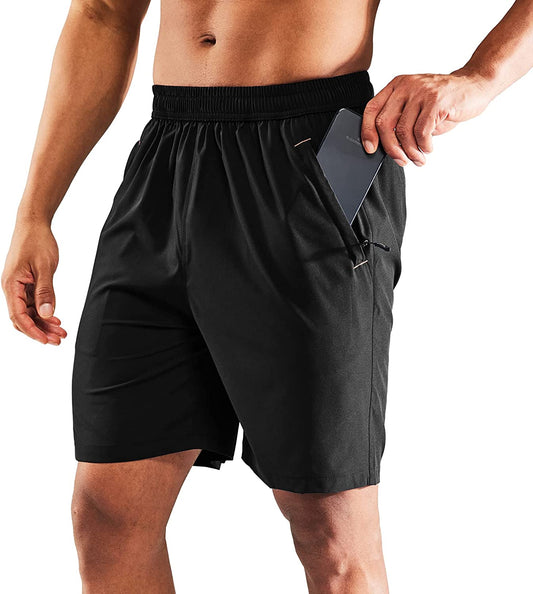 MIER Men'S Quick Dry Running Shorts with Zipper Pocket, Elastic Waist Athletic Workout Exercise Fitness Shorts, 7 Inch  MIER   
