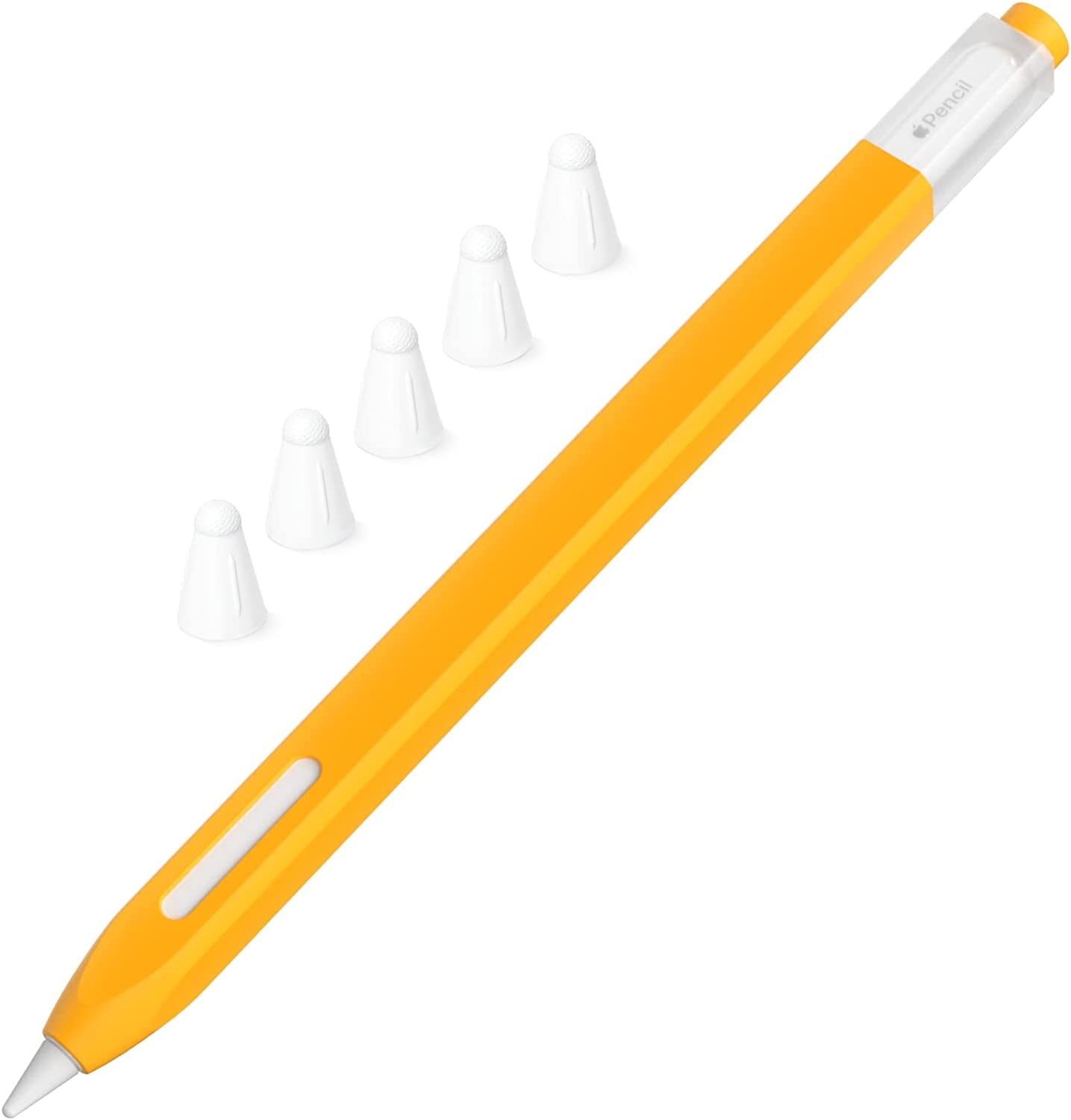 JOOSKO Classic Silicone Pencil Case Compatible with Apple Pencil 2Nd Generation Case Cover Sleeve,[With 5 Cloth Fiber Silicone Tip Cover],Non-Slip,Support Magnetic Wireless Charging (Pink)  JOOSKO yellow  