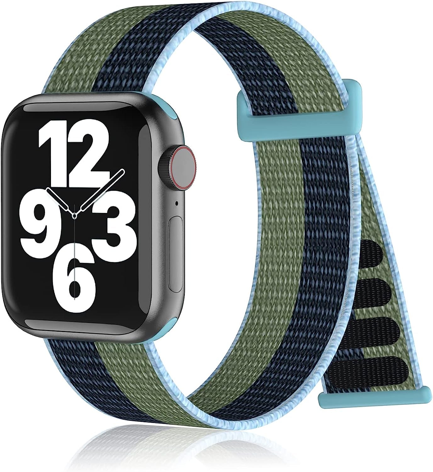 Nylon Sport Loop Bands Compatible with Apple Watch Band for Women Men, Stretchy Elastic Braided Replacement Straps for Iwatch Series 6 7 5 4 3 2 1 SE  N-Hocezyg Moss Green 38mm/40mm/41mm 