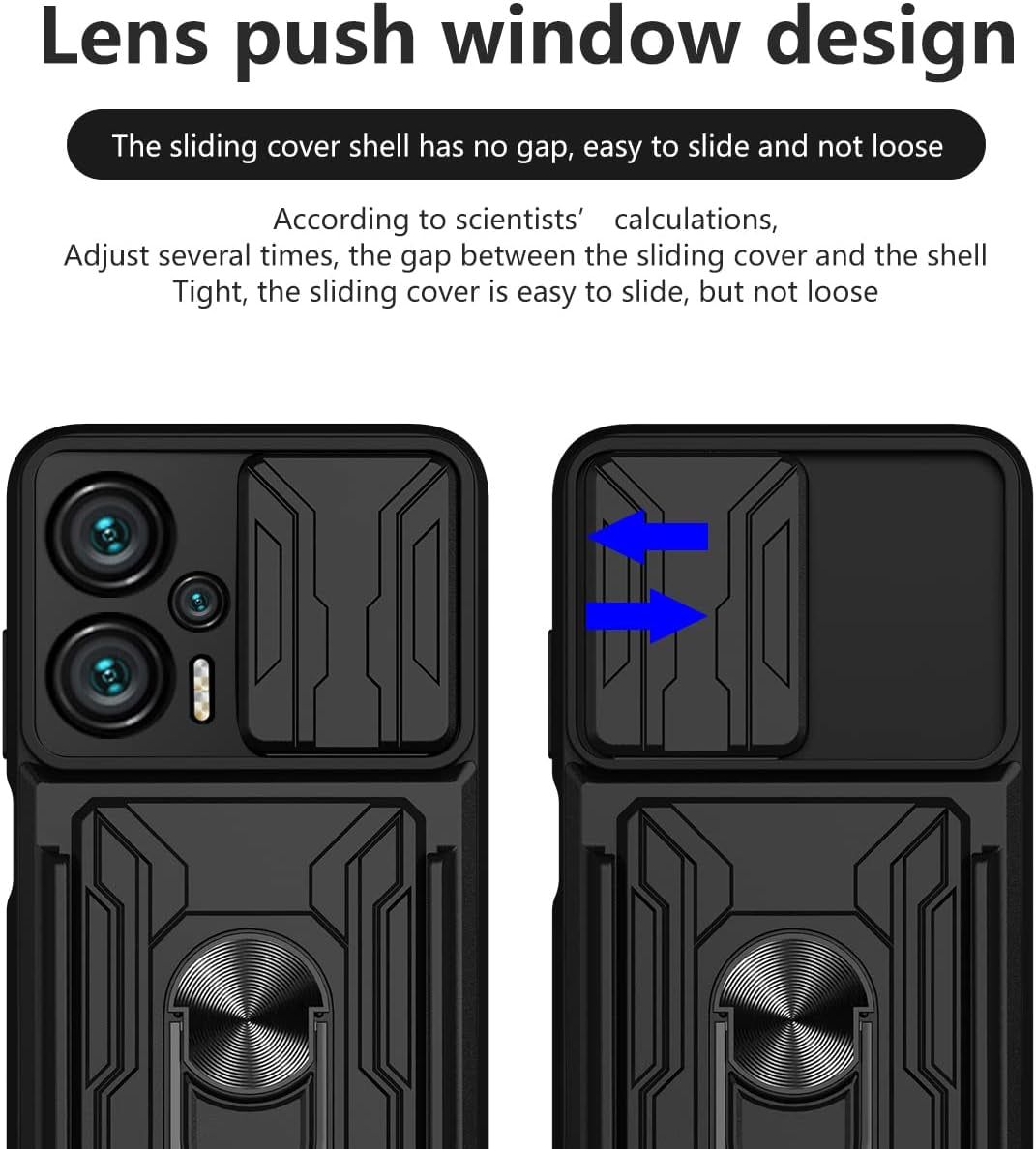 Ccsmall for Xiaomi Poco X4 GT 5G Case Sliding Window Case with Card Holders, Cover with Slide Camera Protection Built-In Magnetic Kickstand Case for Xiaomi Poco X4 GT 5G LJK Black  CCSmall   