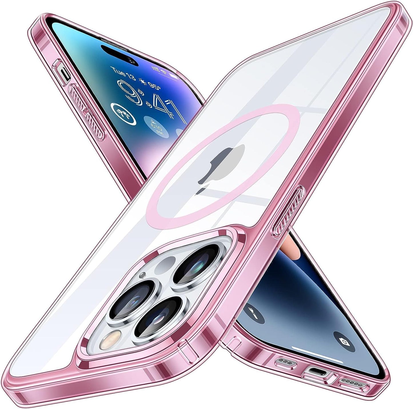 Simtect Ultra Clear for Iphone 14 Pro Case, [Non-Yellowing] [10 FT Military Drop Protection] Slim Fit yet Protective Shockproof Bumper with Airbag Case for Iphone 14 Pro 6.1 Inch- Crystal Clear  Simtect B-Clear Pink Iphone 14 Pro Max 