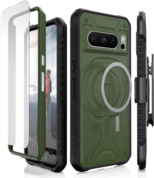 Caseborne Compatible with Google Pixel 8 Pro Protective Case - 5-Layer Construction, Compatible with Magsafe, Slim yet Rugged with Tempered Glass Screen Protector Green  CaseBorne   