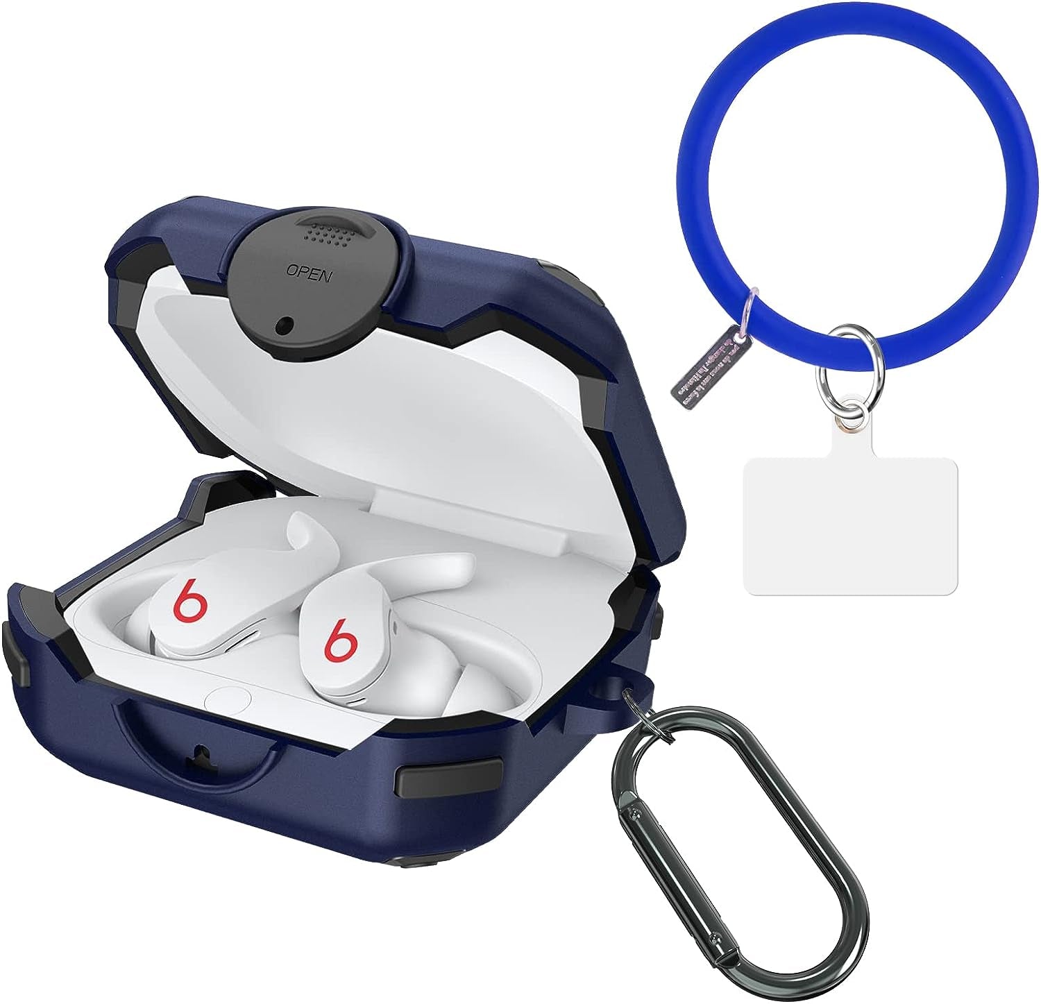 AIBEAMER Beats Fit Pro Case Cover [Secure Lock], Protector Compatible with Beats Fit Pro 2021 with Switch Lock/Keychain/Silicone Anti-Drop Bracelet (Red)  AIBEAMER Blue  