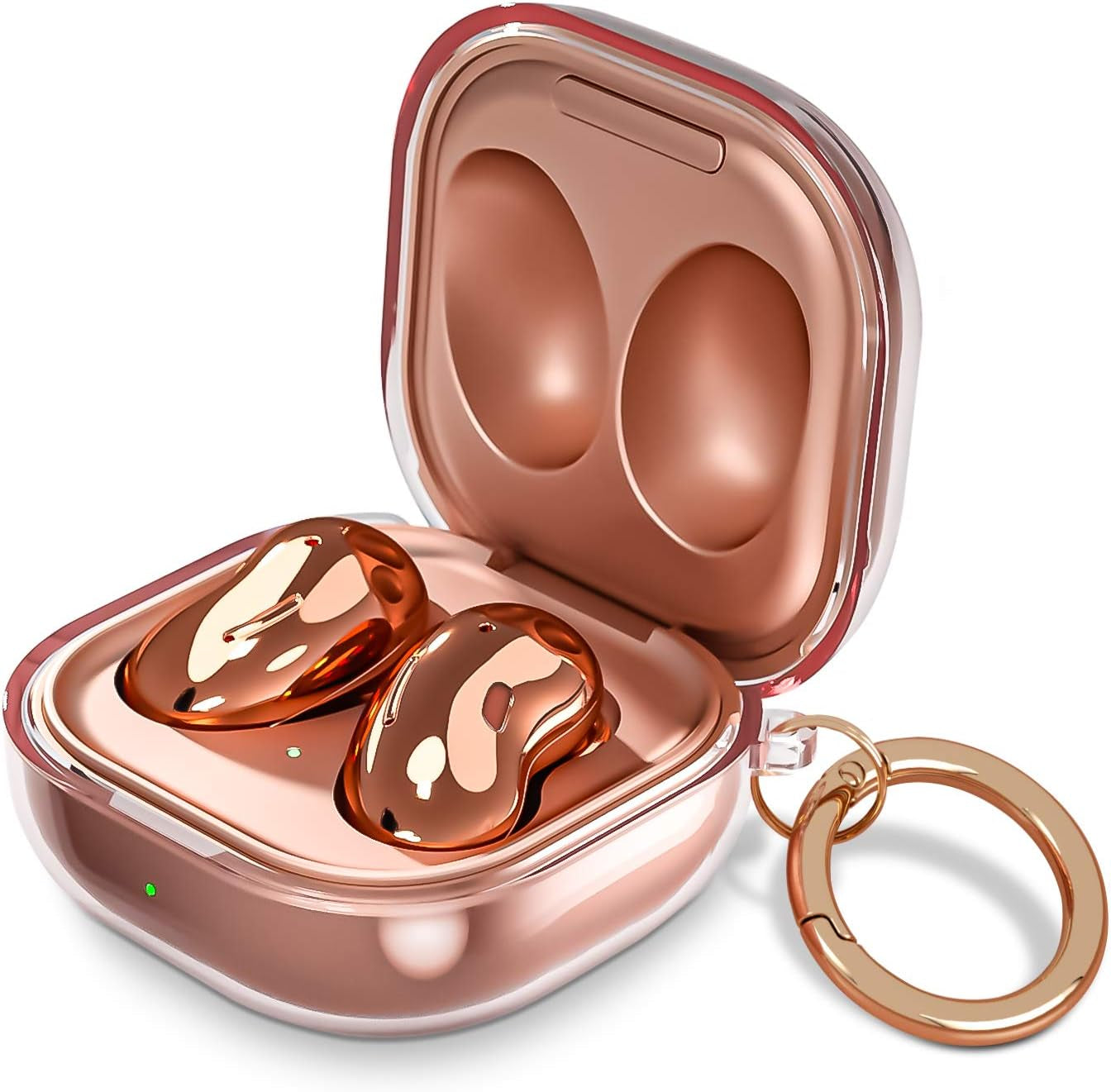 Newseego Compatible with Samsung Galaxy Buds 2 (2021)/Galaxy Buds Pro Case/Galaxy Buds Live Case, Fashion Protective Cover Soft TPU Silicone Shockproof Headphones Case with Ring Keychain- Clear  Newseego   